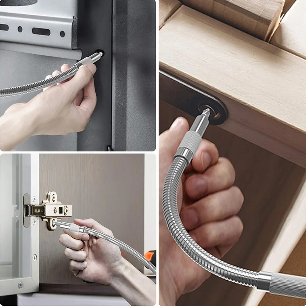 FineGood Zestaw 4 elastycznych przedłużeń do wiertarki elektrycznej