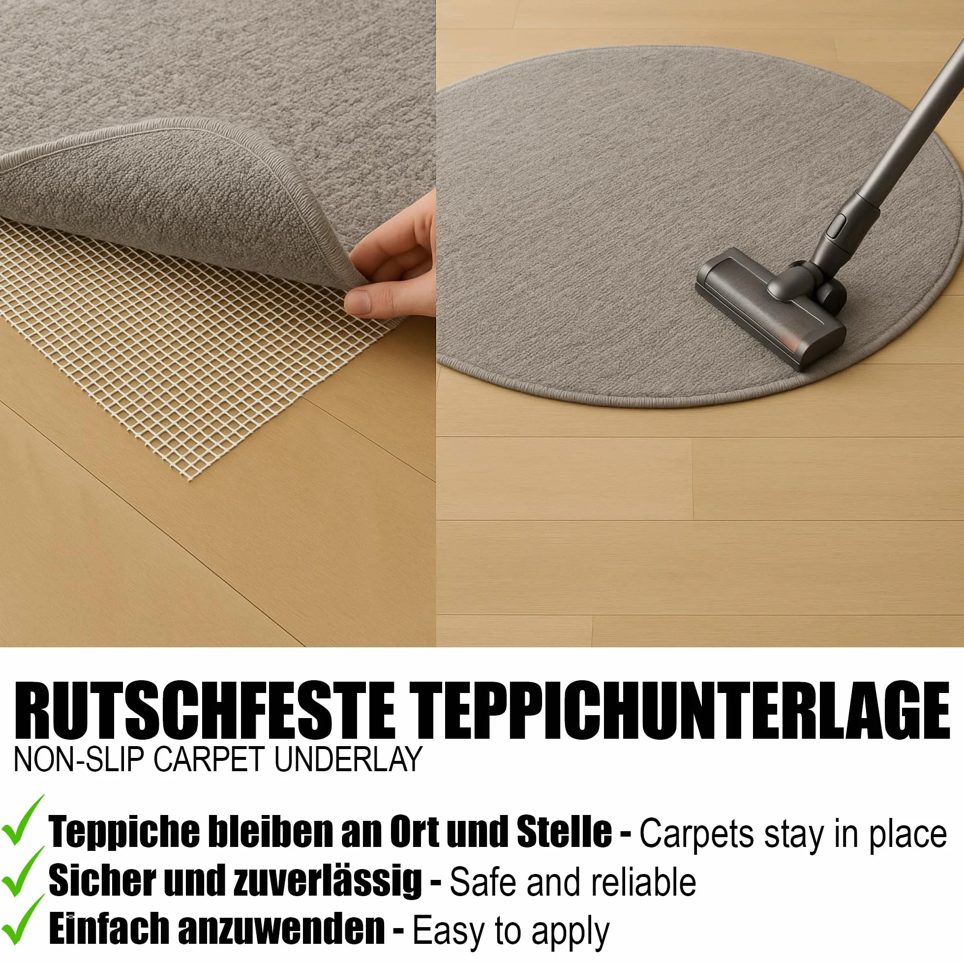 COM-FOUR® Mata antyposlizgowa do dywanu - podkladka pod dywan 180x120 cm - stoper do dywanu - mata antyposlizgowa w kolorze bialym - mata do szuflady z mozliwoscia przyciecia
