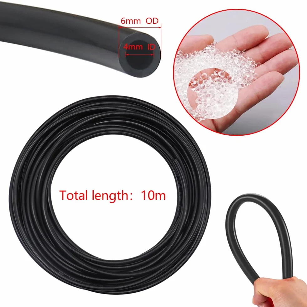 Wąż pneumatyczny 10 M czarny 6 mm OD x 4 mm ID PU rura powietrzna z 14 szybkozłączkami pneumatycznymi (kształt Y/T/L/I) do narzędzi pneumatycznych