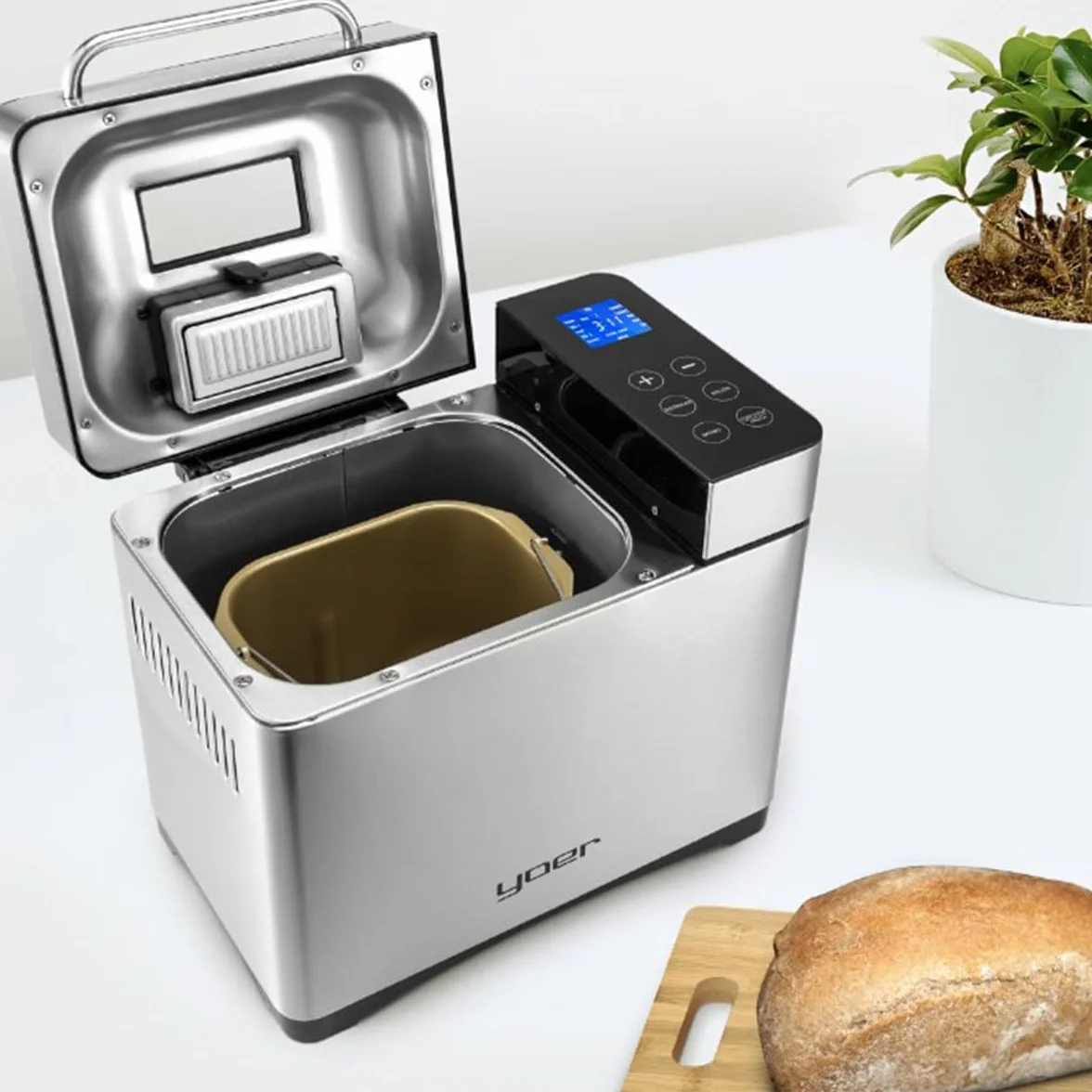 Yoer Baker BM01S, Wypiekacz do chleba 710W, 19 automatycznych programów, automat do jogurtu i dżemu, automat do chleba i ciasta, srebrny