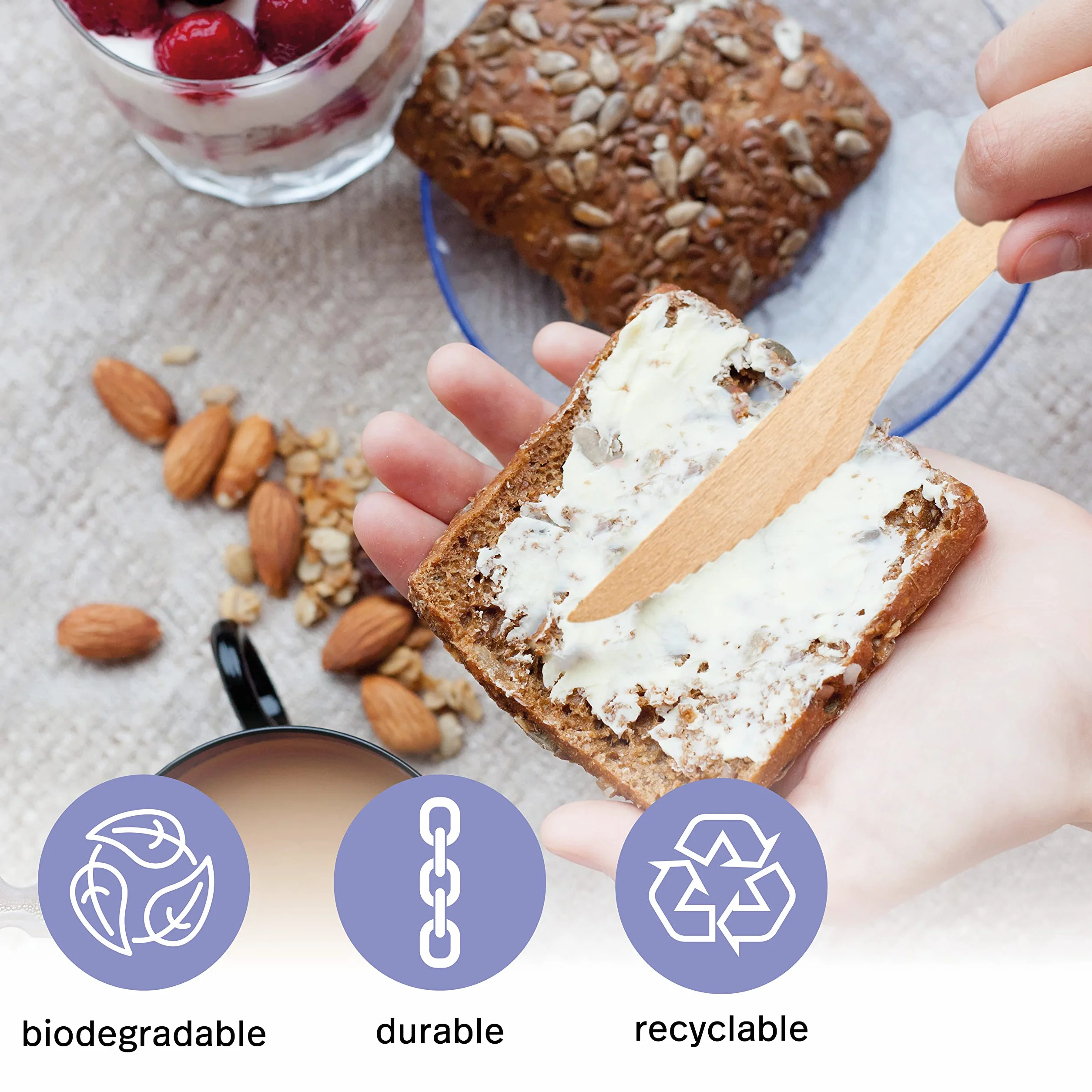 Matana - 200 Premium Eco-Friendly Wooden Knives - Biodegradable