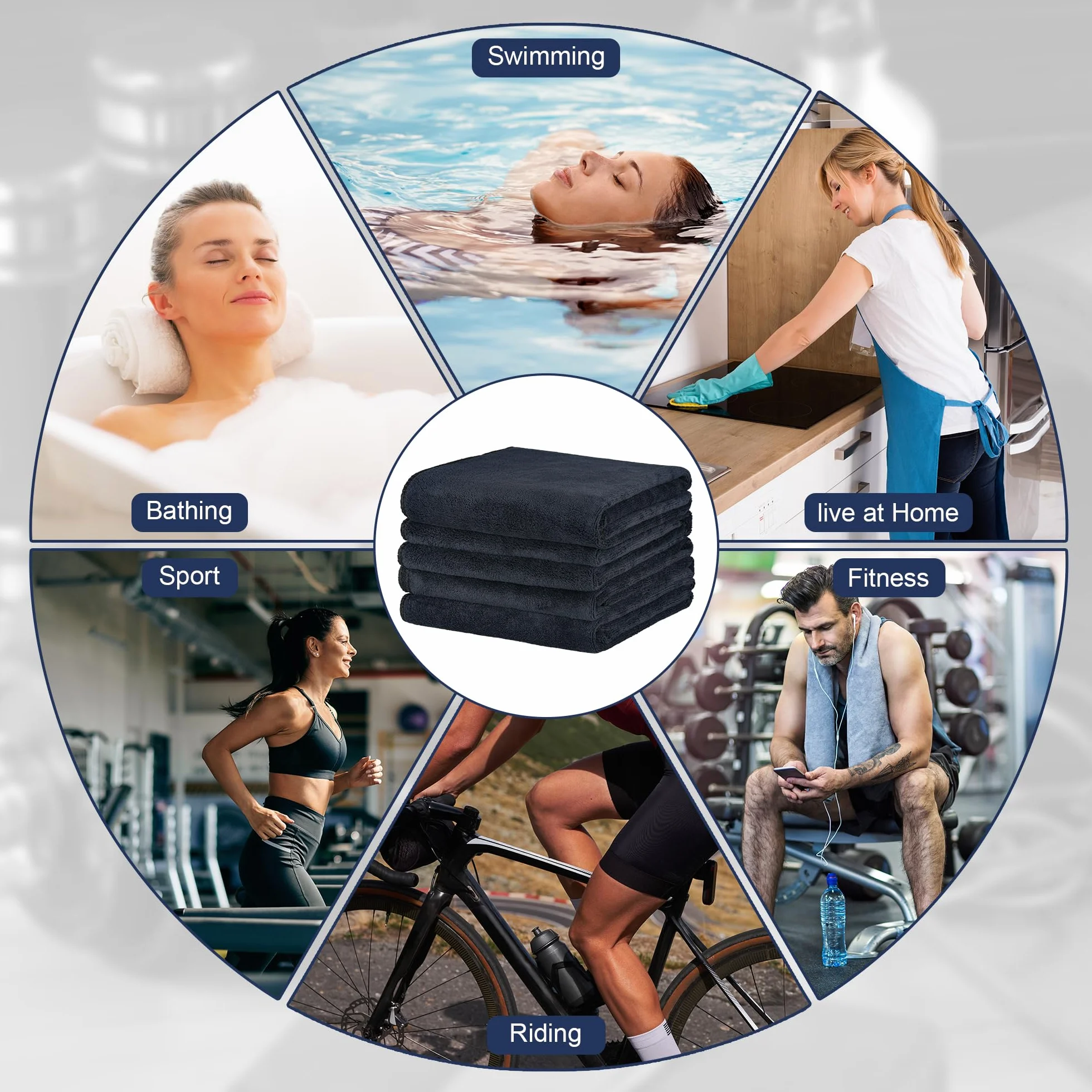 Zestaw 2 ręczników sportowych do studia fitness, 100 x 50 cm, ręcznik z mikrofibry, przyjazny dla skóry, super chłonny, szybkoschnący, sportowy, z mikrofibry, do podróży, fitnessu