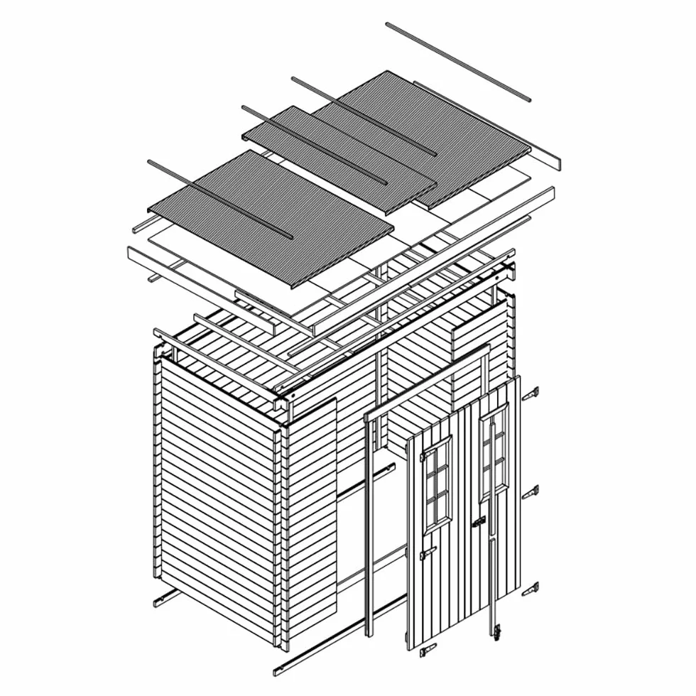 TIMBELA M310C Drewniany domek ogrodowy – szopa ogrodowa z drewna, szer. 239 x dł. 142 x wys. 200 cm / 2,63 m², szopa na rower, wodoodporny dach