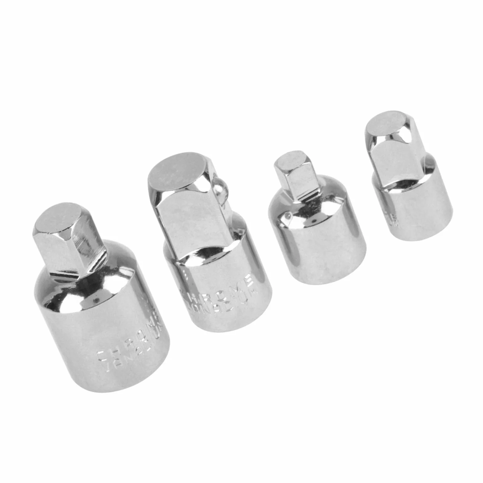 Generic Adapter Gniazda ze Stali Chromowo-wanadowej Zestaw do Klucza Nasadowego 4 szt. dla Entuzjastów Majsterkowania Reduktory 1/2", 3/8", 1/4" (SILVER)