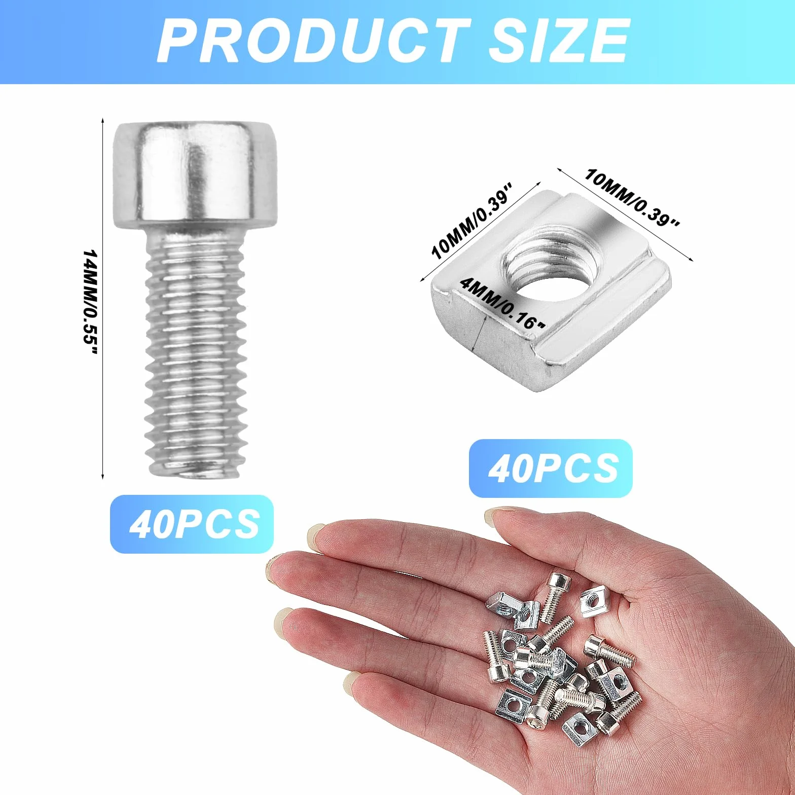 40 x zestaw kamieni rowkowych M5 Nut 6 typ B, rowek T M5 T-Slot, nakrętki przesuwne, nakrętki ślizgowe T, szyna ślizgowa do profilu aluminiowego, szczelina wytłaczająca standardowa seria 2020 i 40