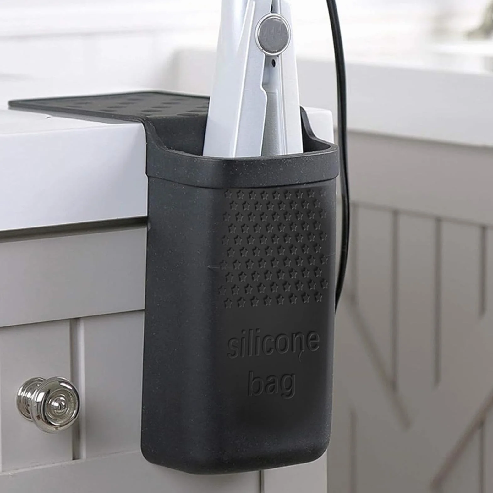 Hot Iron Holder, Silicone Hair Tool Bag, Heat Resistant Iron Holder, Portable Curling Iron Holder, Suction Cup Hair Tool Organizer, Effortless Mobility, Flexible Usage For Straightener Hair