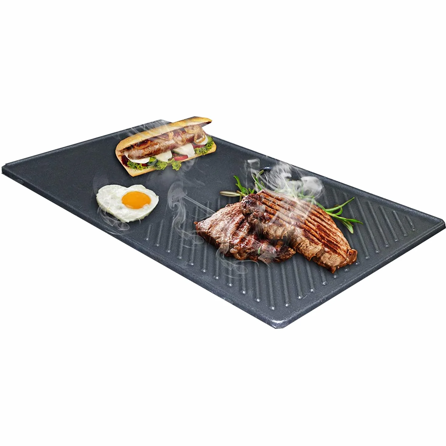 GFTIME 13191 43 cm x 24 cm płyta grillowa plancha do Landmann EMAILLEE Triton 2 Bruleurs, żeliwna płyta grzewcza do grilla gazowego na spalania jajek i kurczaka