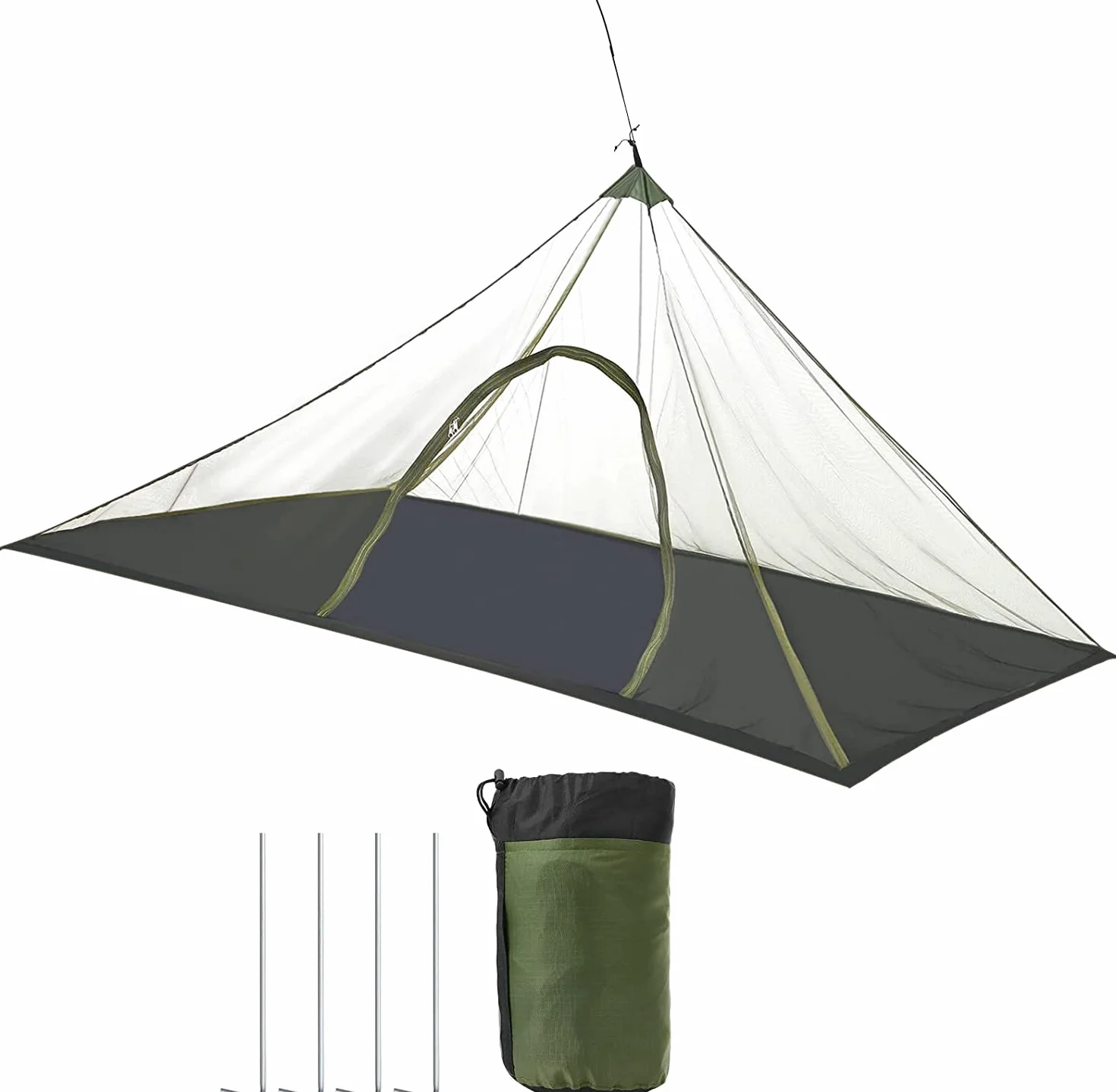 Moskitiera kempingowa z zamkiem błyskawicznym, 220 x 120 x 100 cm, lekka siatka na komary, namiot outdoorowy, kompaktowa moskitiera w podróży, na piknik, wędrówki i do ogrodu