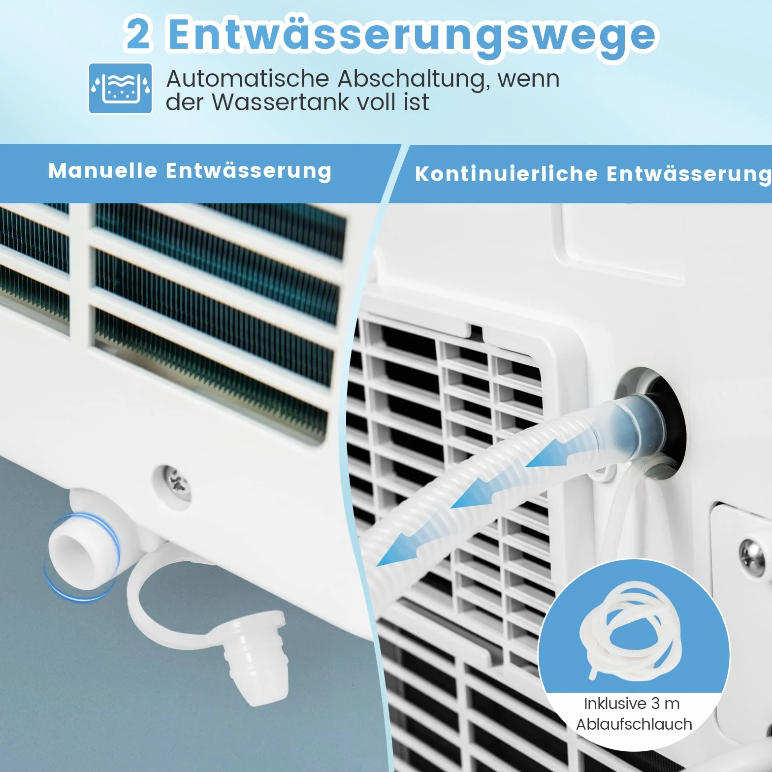 COSTWAY Mobilna klimatyzacja, 9000 BTU, 2,6 kW, chłodzenie, wentylacja i osuszanie, klimatyzator z wężem wylotowym, WiFi, aplikacja, zdalna obsługa, przenośna klimatyzacja