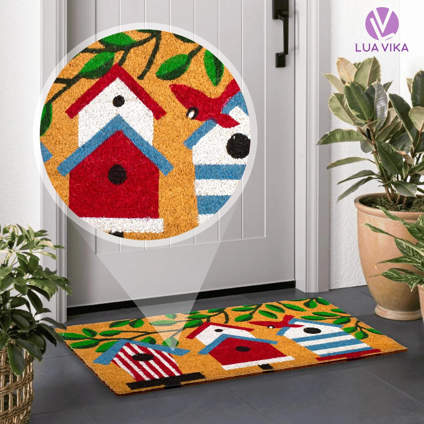 Wycieraczka z włókna kokosowego - domy - 40 x 70 cm - wycieraczka zewnętrzna - wycieraczka pod drzwi wejściowe na zewnątrz - wycieraczki na zewnątrz