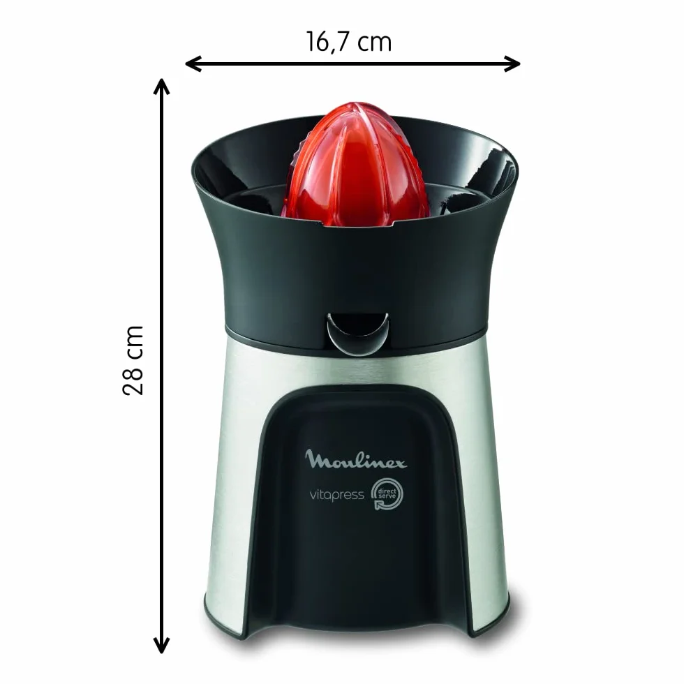 Moulinex Vitapress Direct Serve 3 Wyciskarka do Cytrusów, Czarny/Srebrny, 0.6 L