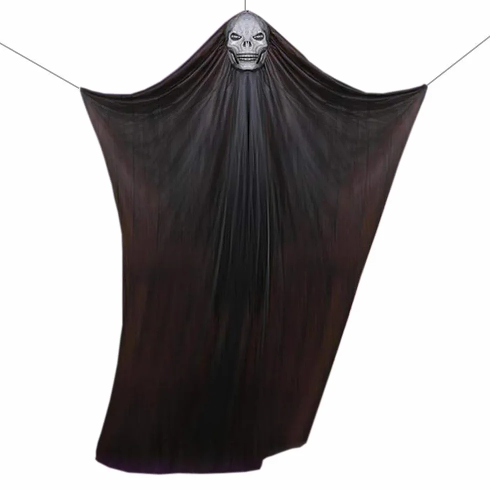 Wiszący rekwizyt na Halloween, wiszący szkielet, latający duch, długość 3,3 m, dekoracja wisząca na podwórko, imprezę, do baru (czarny)