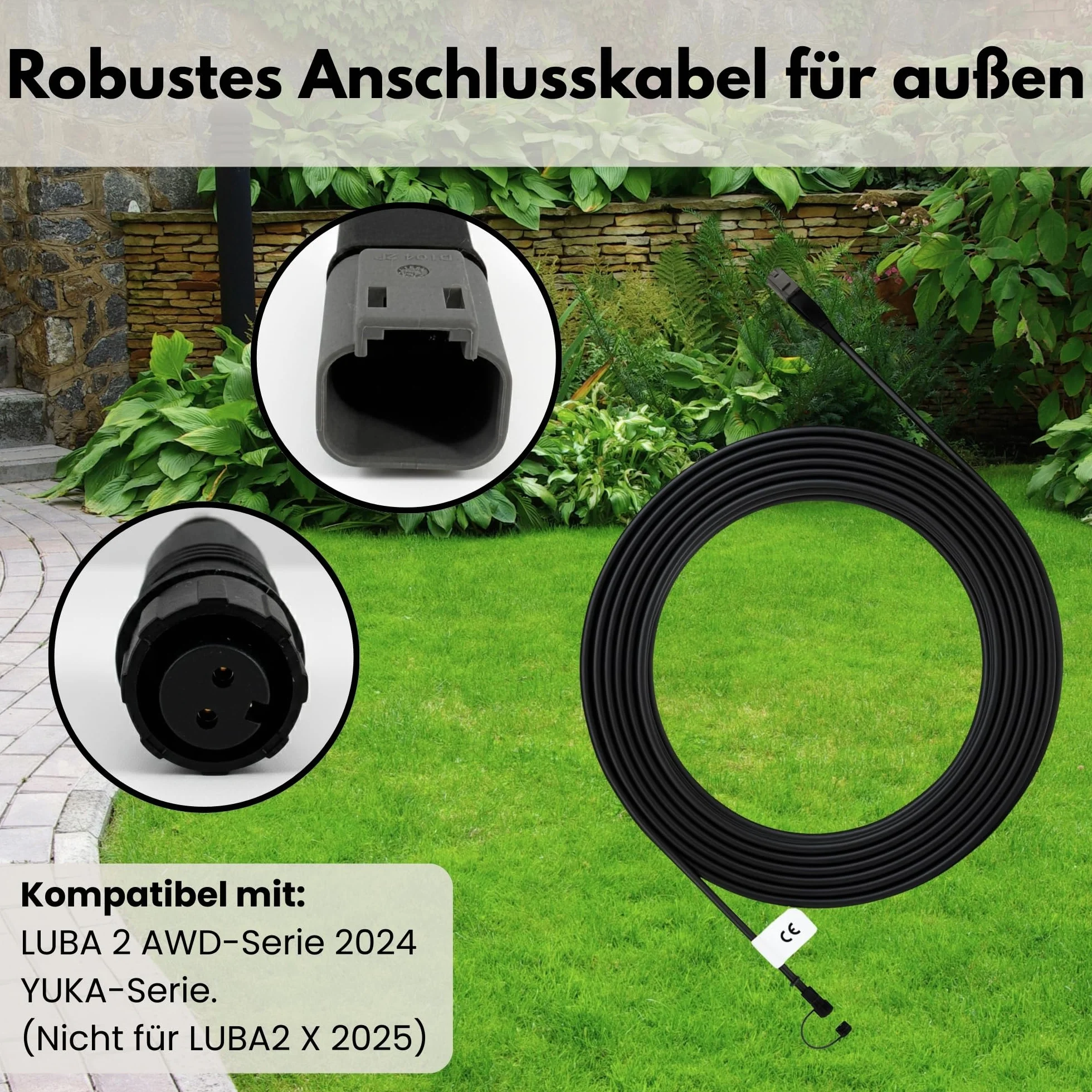 TronicXL Kabel przyłączeniowy 10 m pasujący do anteny Mammotion RTK Luba 2 AWD 2024 / YUKA stacja bazowa robot kosiarki I antena na dachu montaż na ścianie kabel