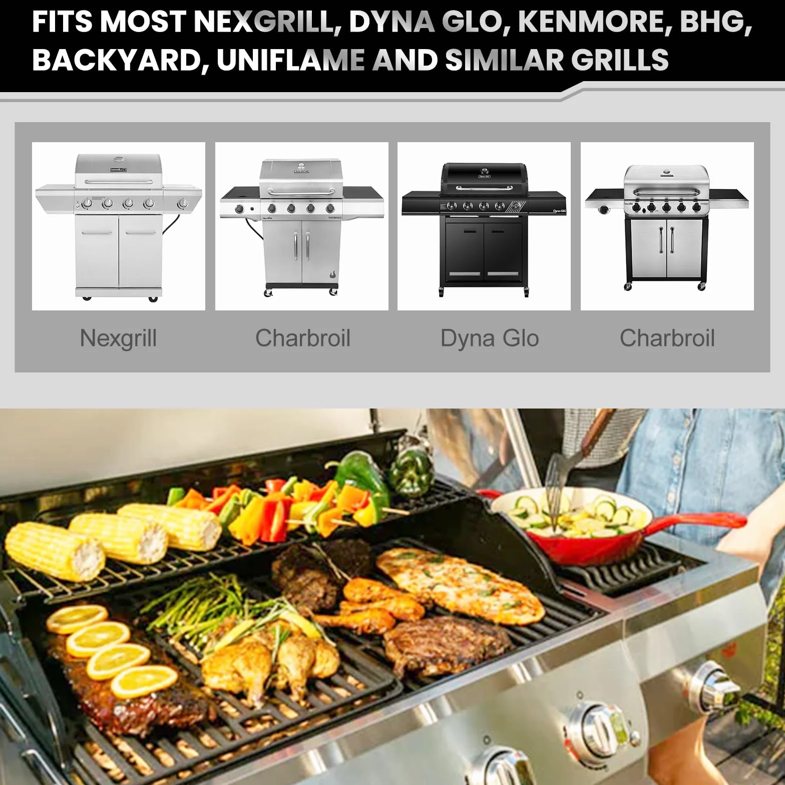 Utheer Regulowana taca na tłuszcz z patelnią, uniwersalna patelnia ociekowa do modeli grilla gazowego z 3/4/5 palnikami, części zamienne do grilla Nexgrill, Charbroil, Expert Grill, Dyna Glo, Kenmore