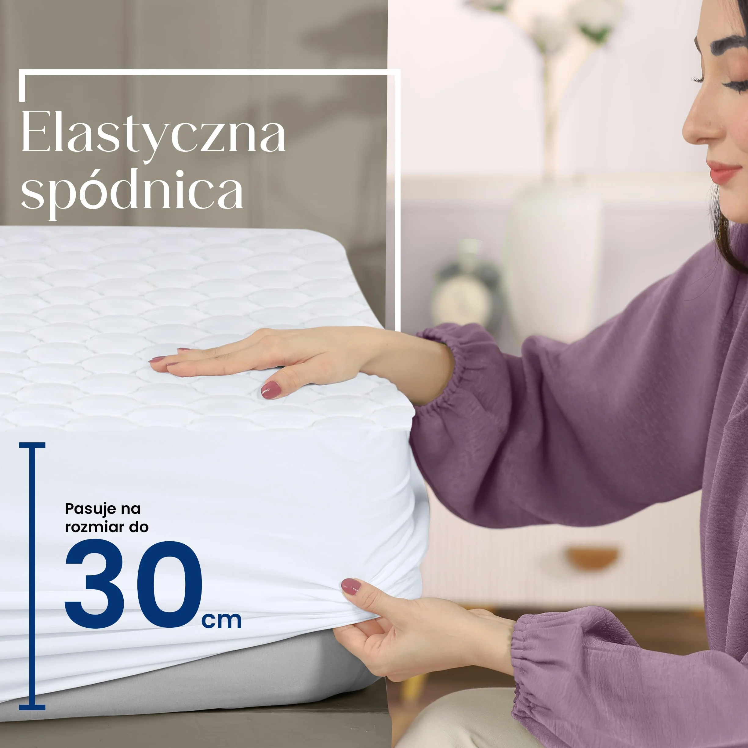 Utopia Bedding Wodoodporny Ochraniacz na Materac 160x200 cm, Pikowany Pokrowiec na Materac Rozciąga Się do 30 cm (biały)