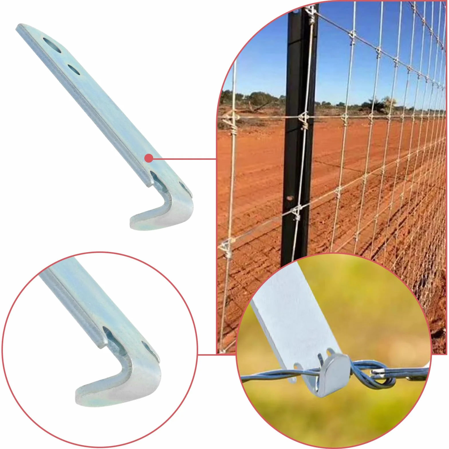 2 szt. Drut ogrodzeniowy Twist Bendy Twister Narzędzie 84 mm 2-otworowe Narzędzie do napinania drutu Mocowanie Ogrodzenia Drut Rolniczy Sprzęt naprawczy do ogrodzeń rolniczych