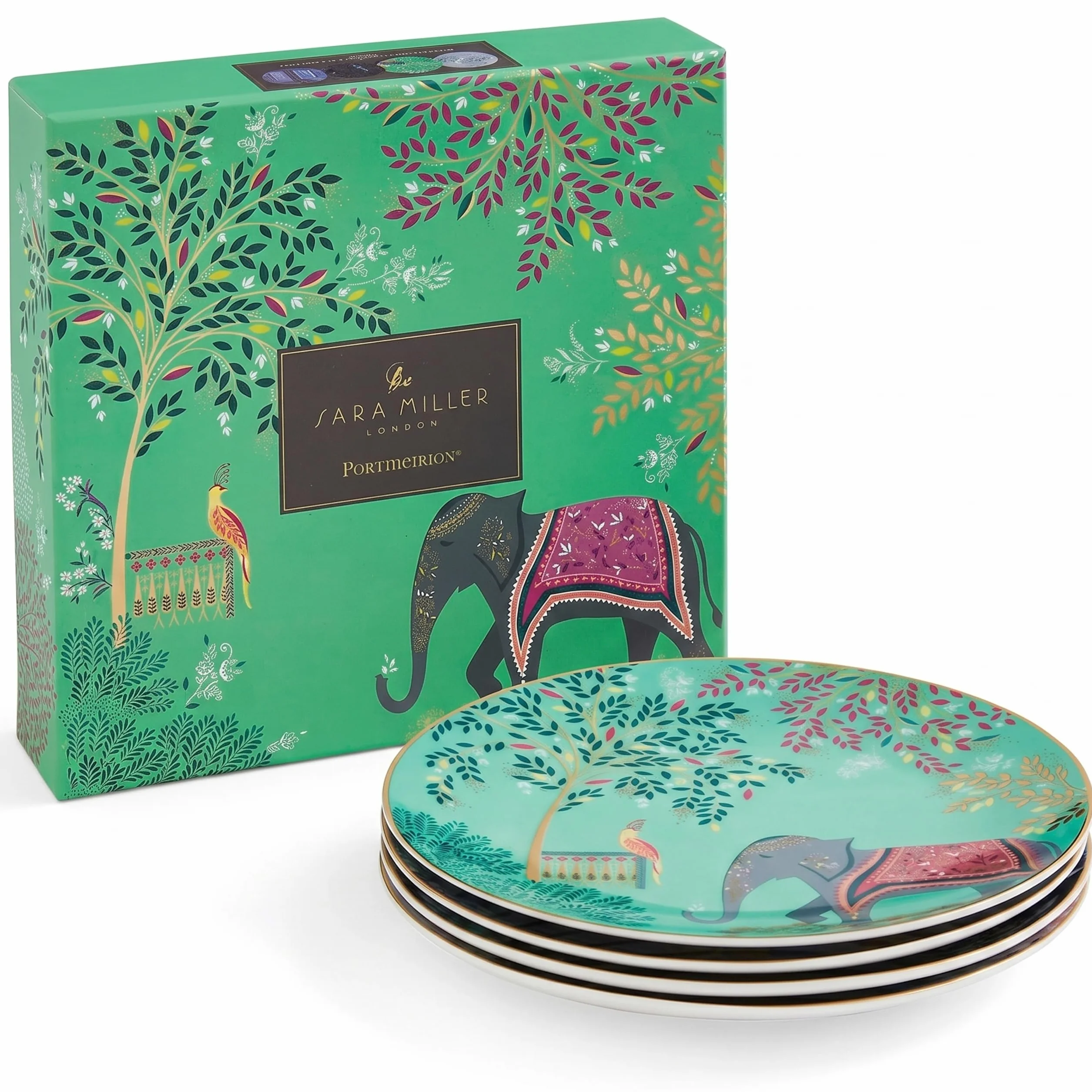 Portmeirion Home & Gifts Sara Miller zestaw 4 talerzy do ciasta, wielokolorowe