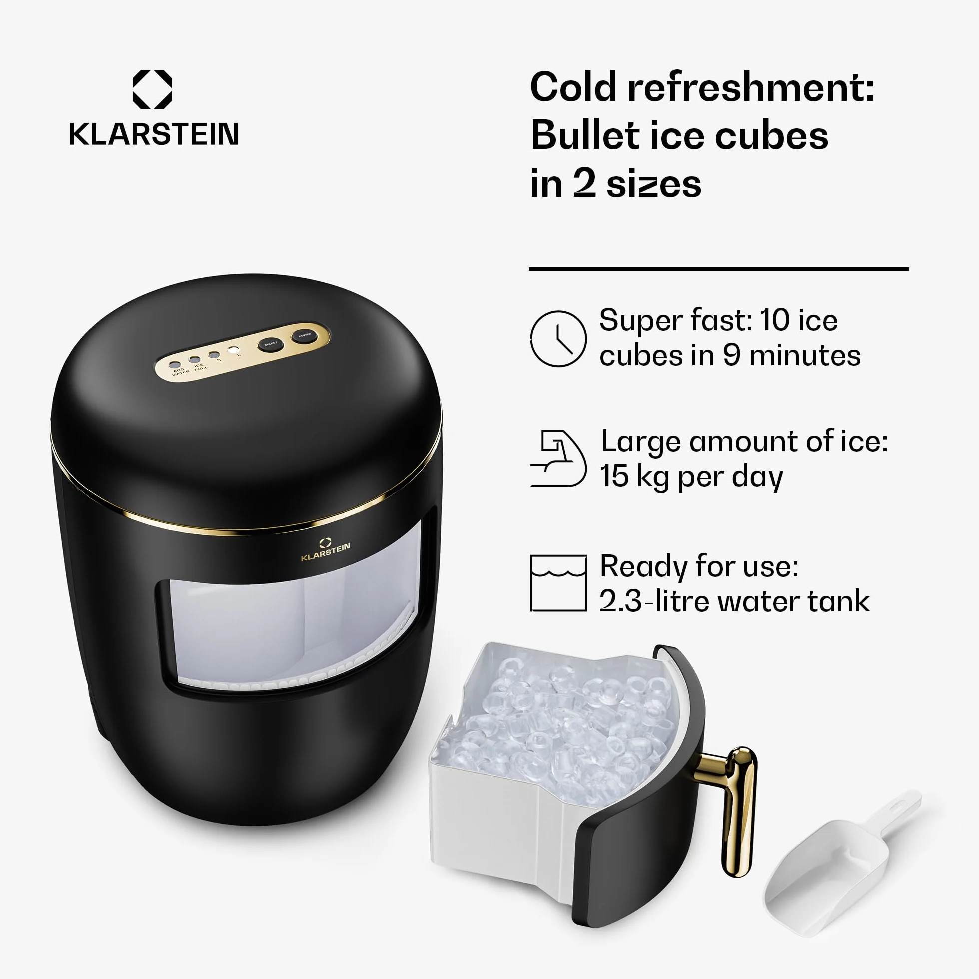 Klarstein Maszyna do lodów 2,3 l Ice Maker 15 kg samoczyszcząca
