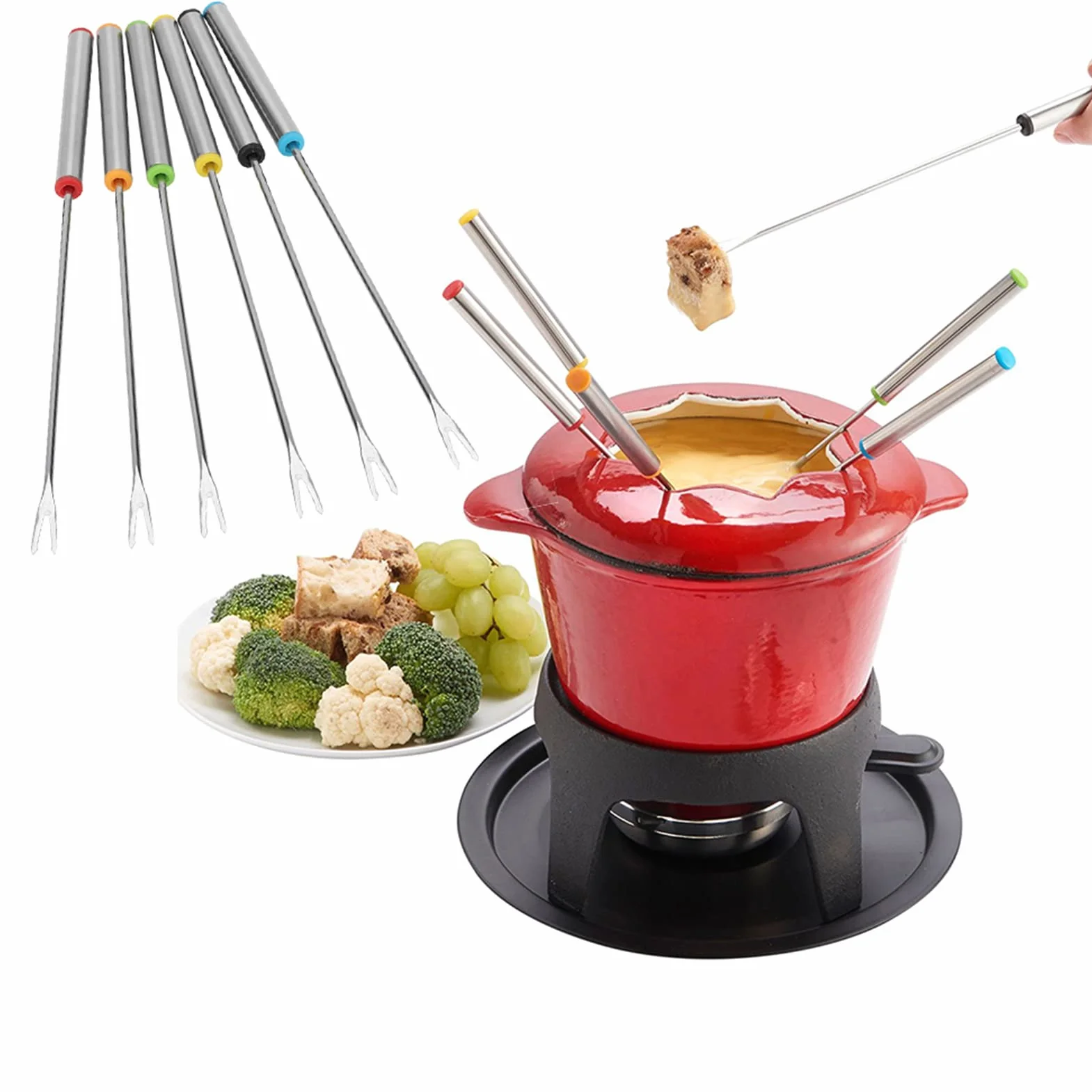 Widelce do Fondue 6 Sztuk ze Stali Nierdzewnej Zestaw Narzędzia Kuchenne