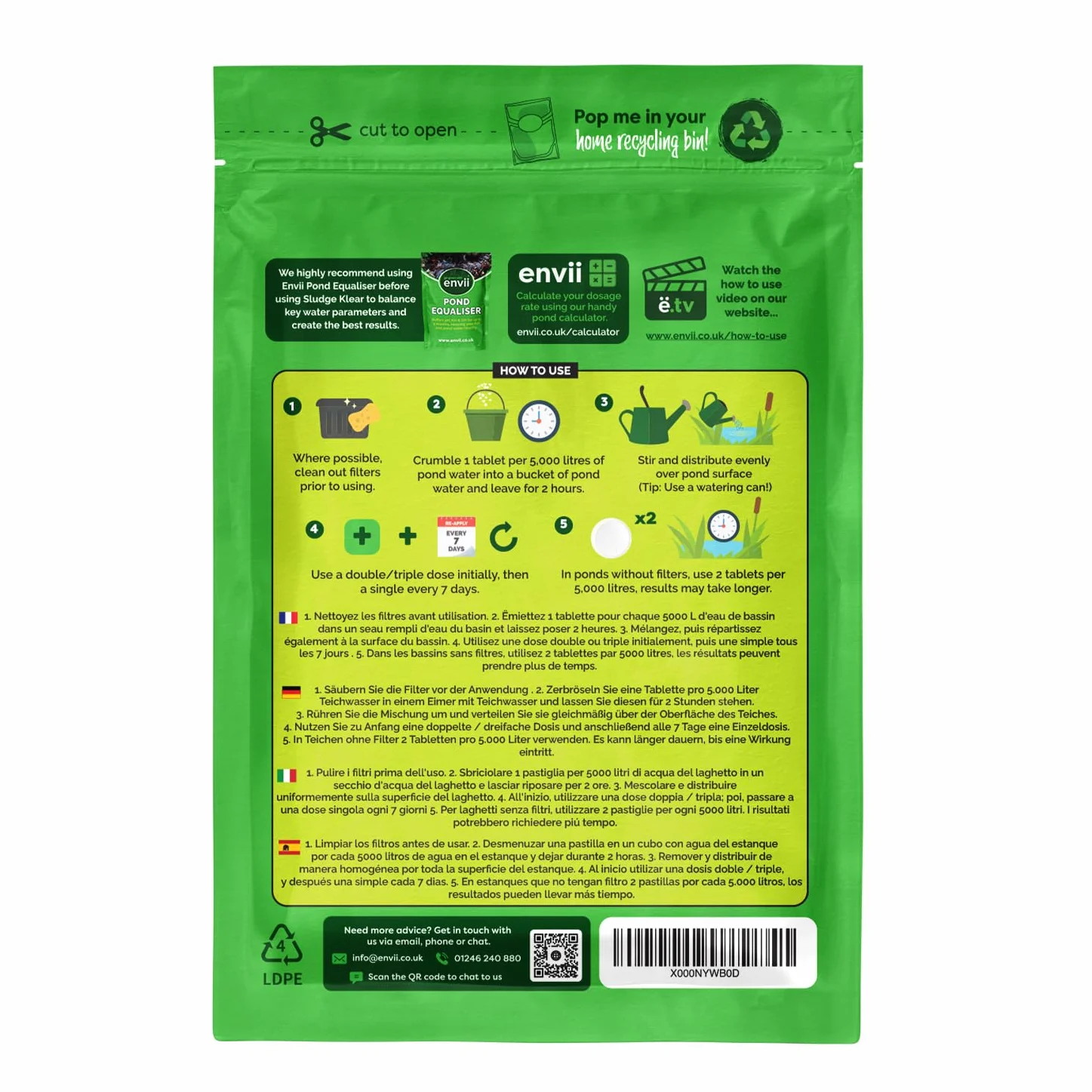 envii Sludge Klear - Tabletki do czyszczenia i usuwania osadu ze stawu - Leczenie kontroli osadu działa do 4°C (6 tabletek)