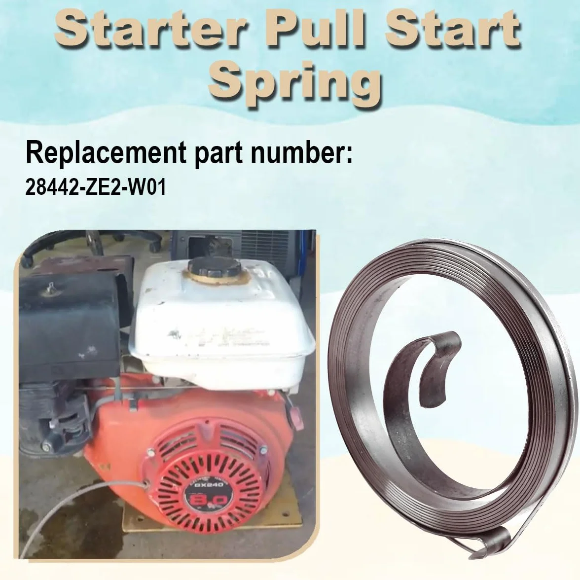 28442-ZE2-W01 Sprężyna rozrusznika do Honda GX240 GX270 GX340 GX390 GX610 GX620 Gxv340 Gxv390 Gxv610 i Gxv620 generator kosiarki benzynowej Stens 2 sztuki