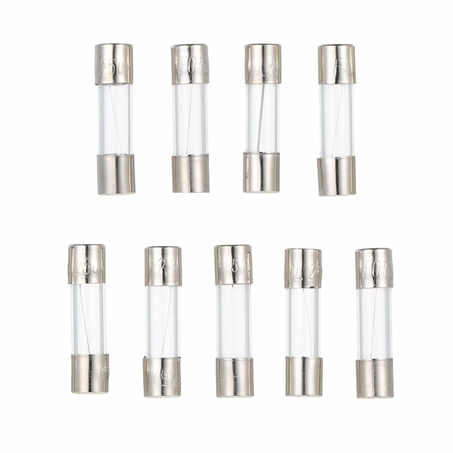 72PCS 9 wartości 6X30mm zestaw bezpieczników szkło szybkie topnienie 250 V 0.5A 1A 2A 3A 5A 10A 15A 20A 30A, z 10 szt. bezpiecznik klip, pakiet w przezroczystym plastikowym pudełku