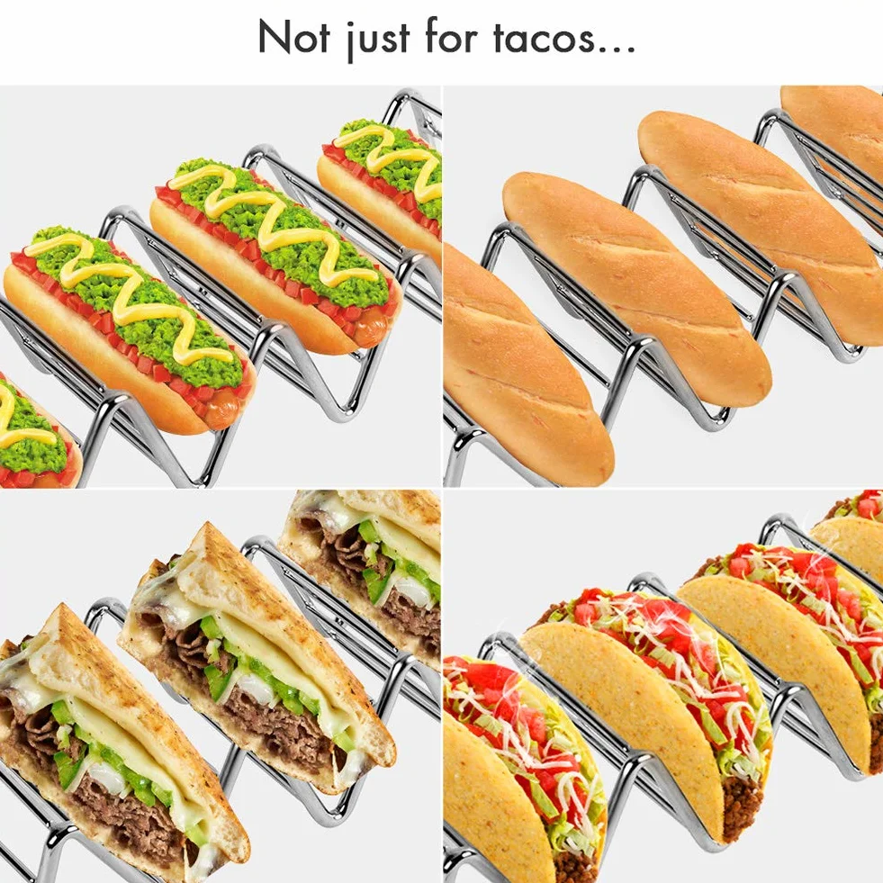 Ejoyous Uchwyt na Taco ze Stali Nierdzewnej 4/5 Taco, Stojak do Serwowania Miękkich i Twardych Artykułów Spożywczych