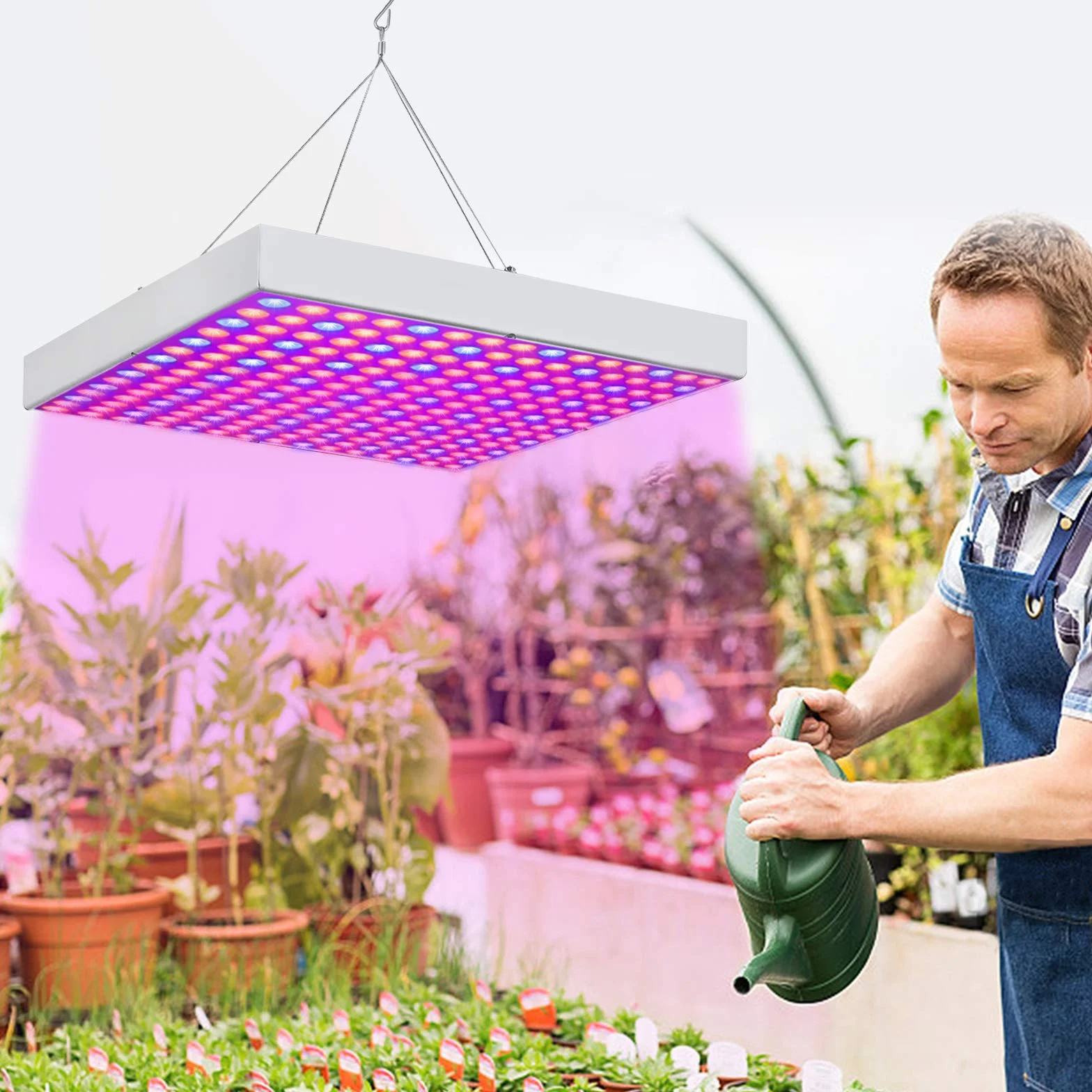 UISEBRT Lampa roślinna LED pełne spektrum 2x 45W - Lampa roślinna Lampa wzrostu Lampa do wzrostu 225 LED czerwone i niebieskie do roślin pokojowych, kwiatów i warzyw światło dzienne (2x 45W)