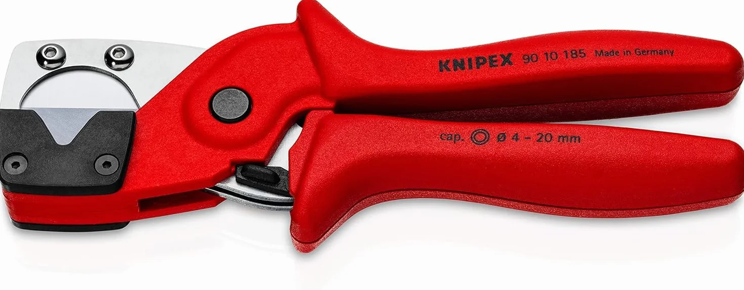 KNIPEX Obcinak do rur wielowarstwowych i węży pneumatycznych z wytrzymałego, wzmacnianego włóknem szklanym tworzywa sztucznego 185 mm, 90 10 185