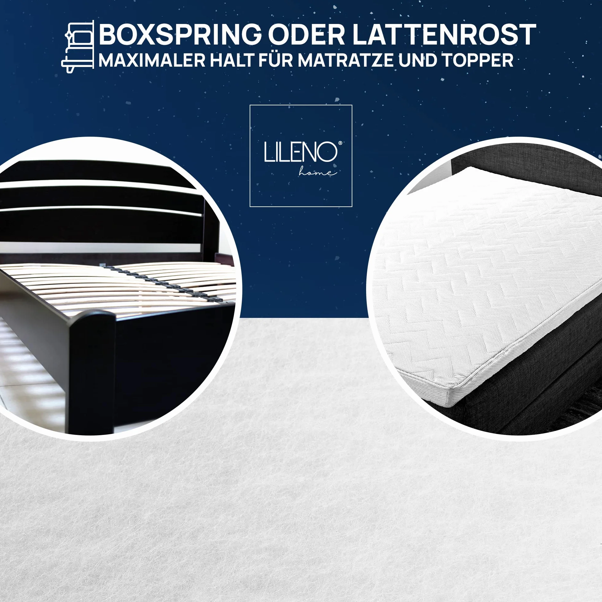 LILENO HOME Antypoślizgowa mata antypoślizgowa do łóżka kontynentalnego (180 x 200 cm) – mata antypoślizgowa jako podkładka pod materac – również jako stoper do dywanów, kolor biały