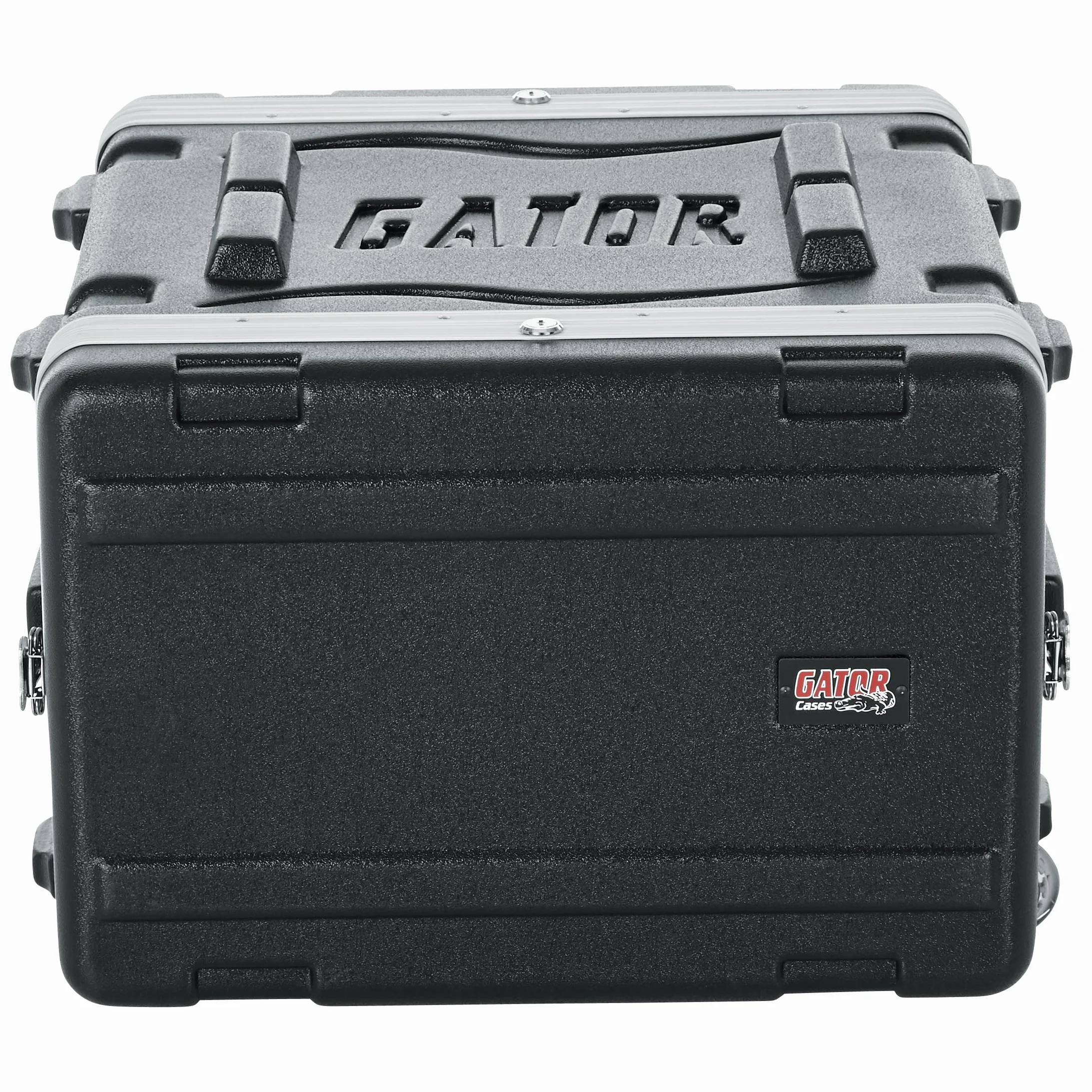 Gator Formowana obudowa PE 6U 48.9 cm z przednimi/tylnymi szynami/uchwytem do ciągnięcia/wpuszczanymi kółkami i blokadą