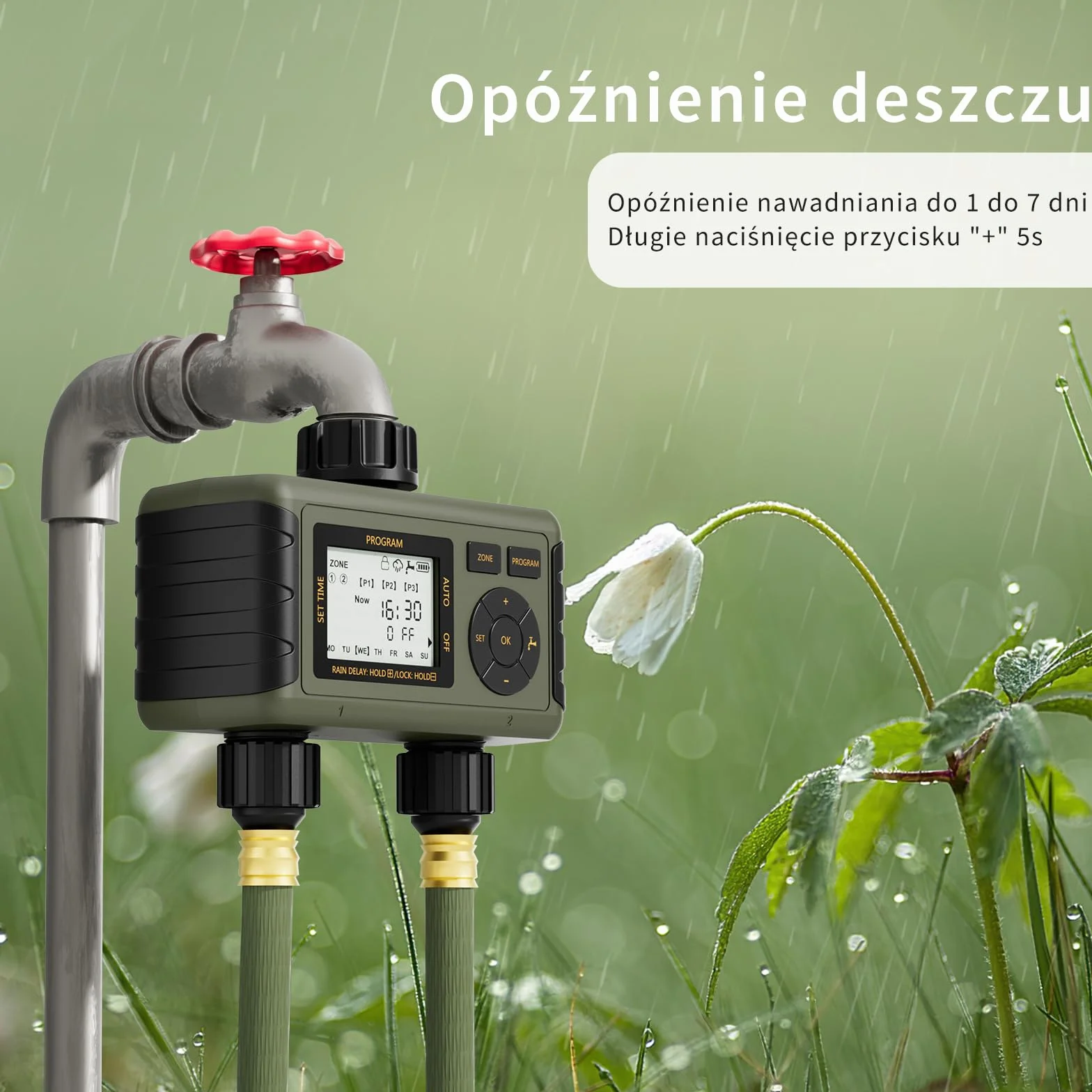 Diivoo Sterownik nawadniania z 2 niezależnymi wyjściami, 6 oddzielnych programów, automatyczny/ręczny zegar nawadniania ogrodu, sterowanie nawadnianiem, do ogrodu i szklarni