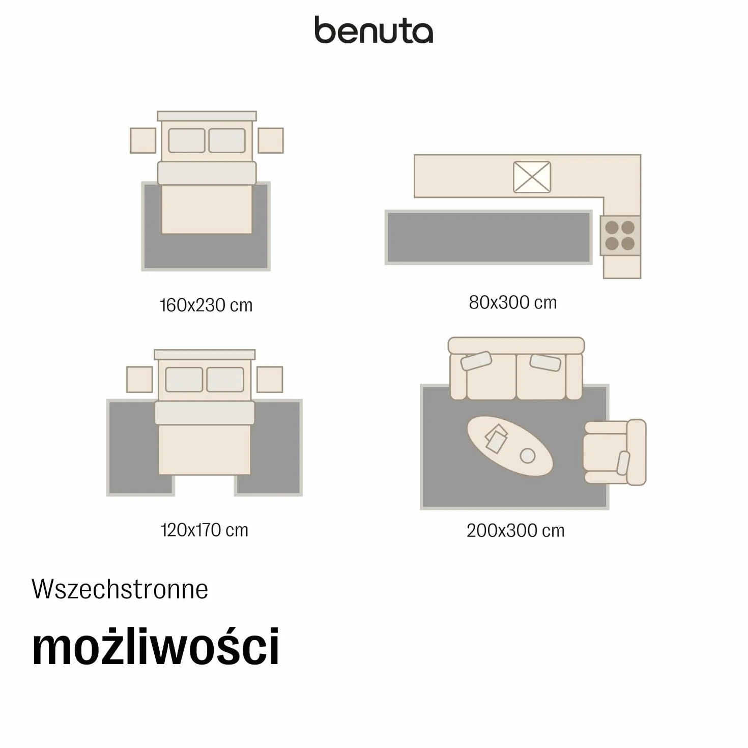 benuta Basic Dywan In & Outdoor Lou - Biały 160x230 cm - Wodoodporny UV - Wielofunkcyjny balkon, taras, ogród - Kuchnia, salon - Trwały łatwy