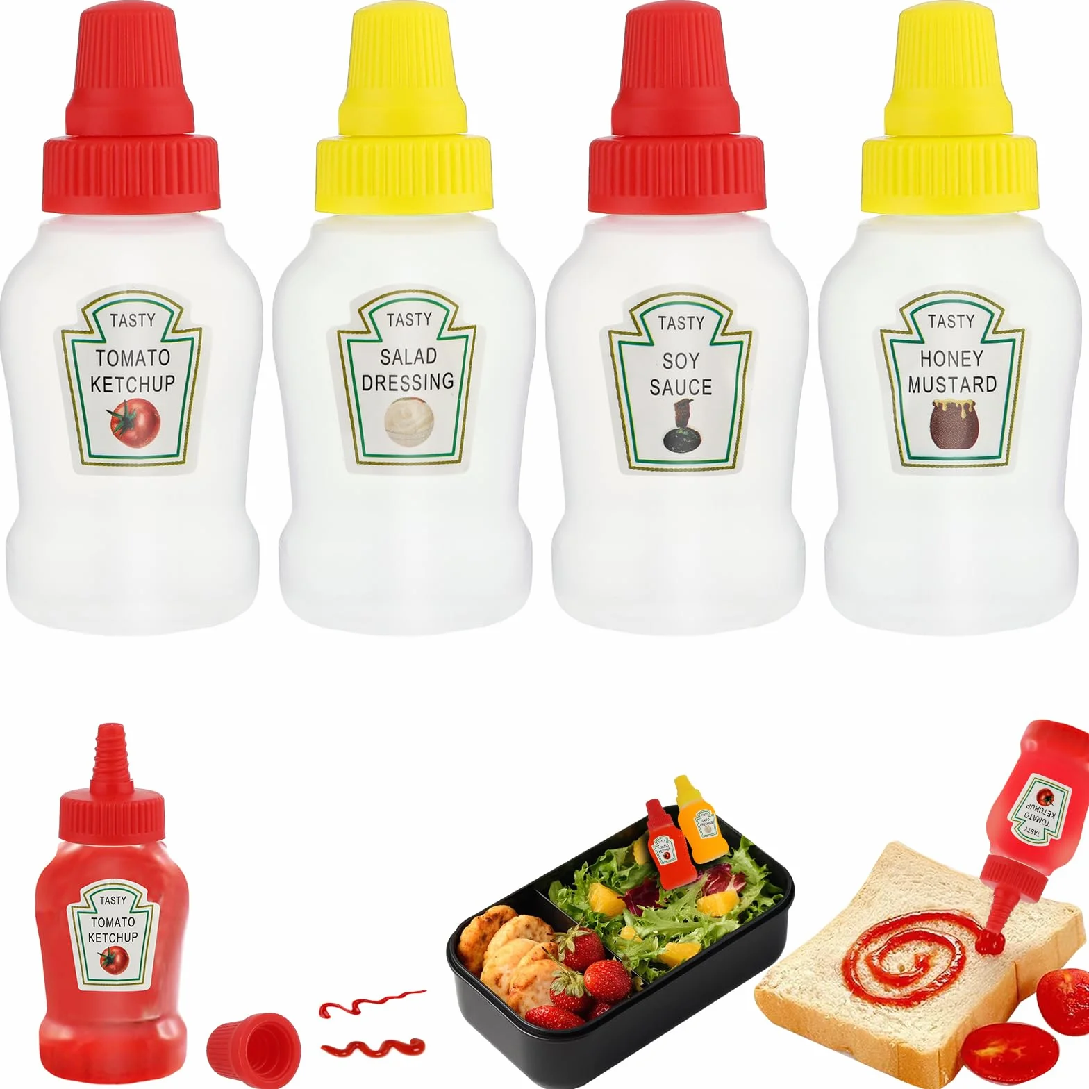 Andibro Mini butelka do keczupu 23 ml plastikowy pojemnik na przyprawy wyciskany sos