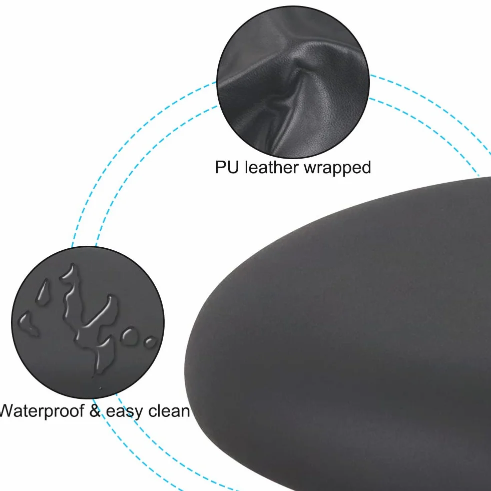 WKWKER Ergonomiczny stołek na kółkach, ze skóry PU, z obrotowym siedziskiem z regulacją wysokości, do kuchni, salonu, laboratorium, biura, czarny