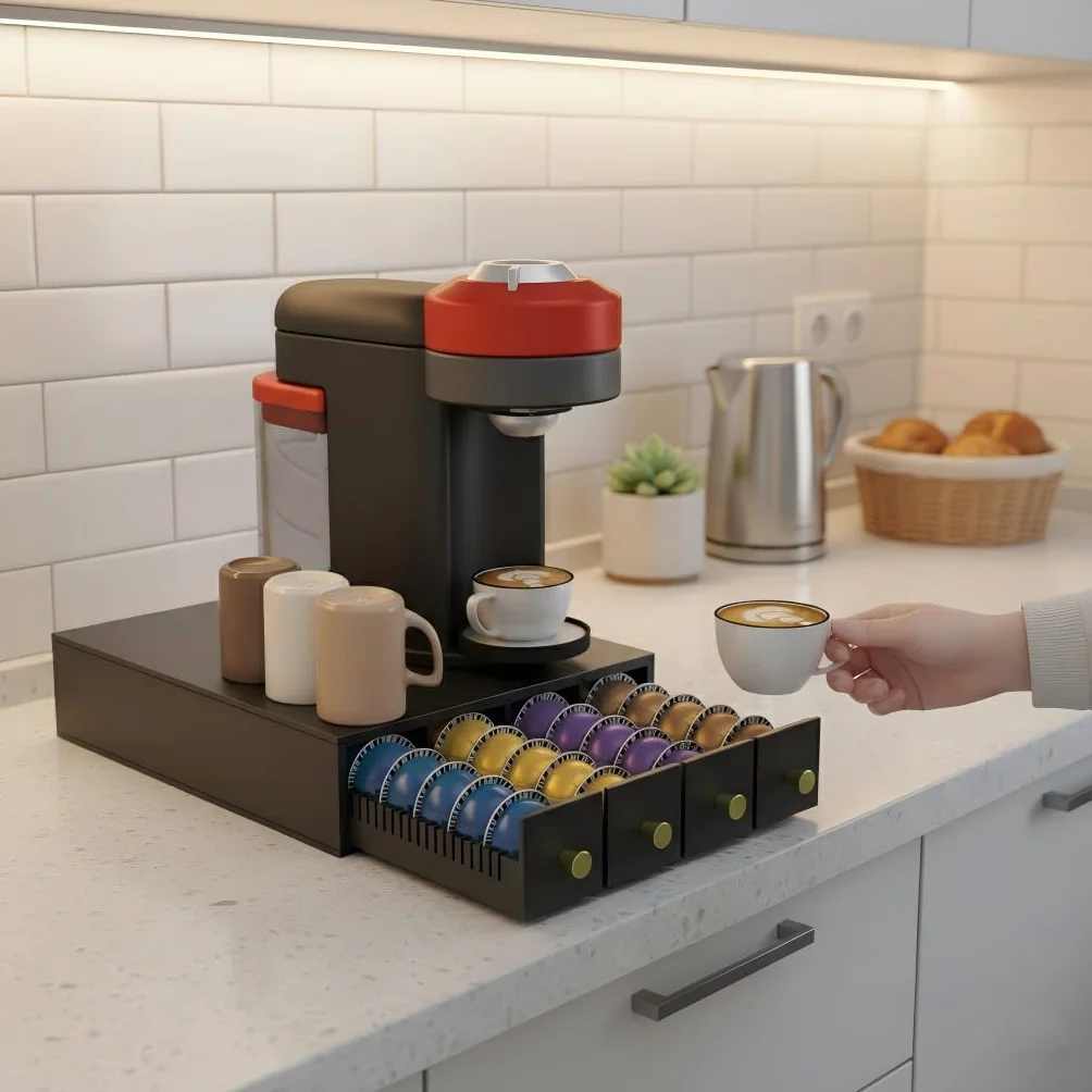 Suli Wood K Cup Organizer Pudełko do przechowywania kapsułek czarny