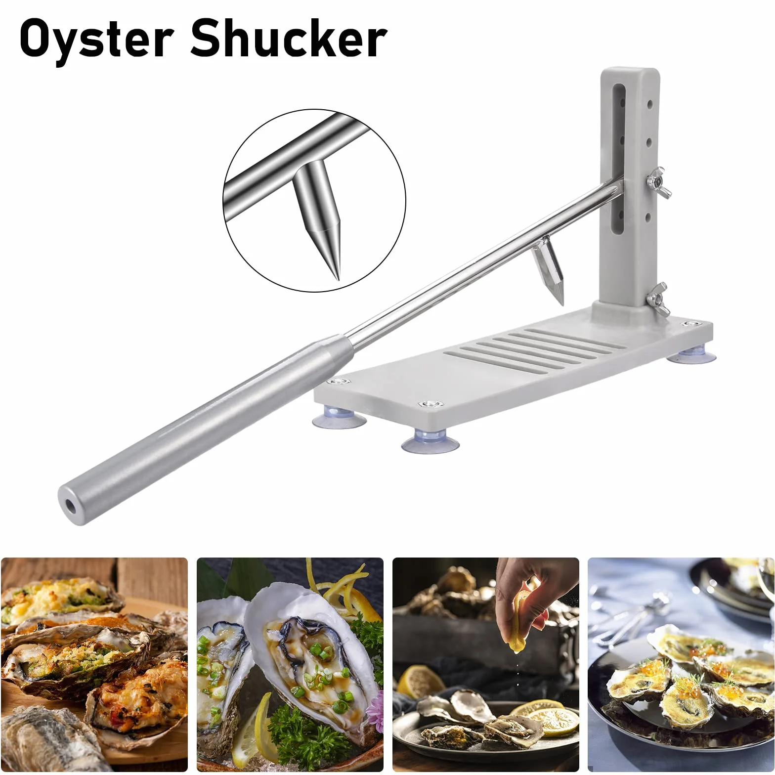 Oyster otwieracz do ostryg shucker ze stali nierdzewnej, zestaw z nożami i rękawicami odpornymi na cięcie, antypoślizgowa podkładka, 13 mm głowica tnąca