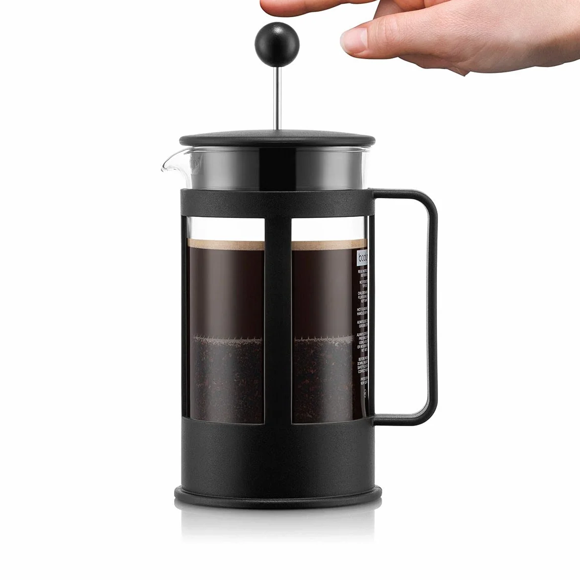 Bodum 1784-01 KENYA zaparzacz do kawy (system prasy Franch, nadaje się do mycia w zmywarce), czarny, 0,5 l, 4 filiżanki