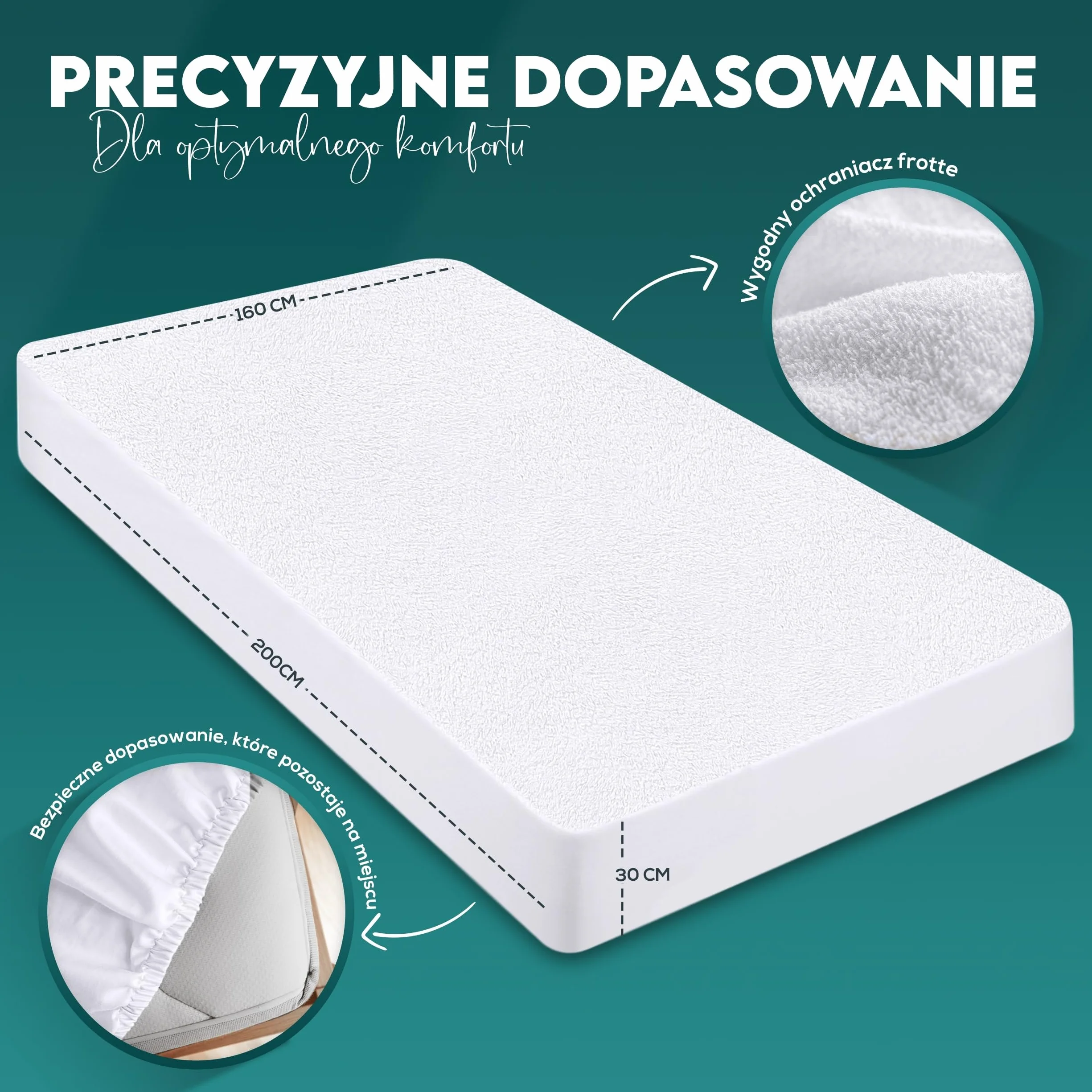 Utopia Bedding Ochraniacz na materac Wodoodporny, certyfikowany przez Oeko-TEX Ochraniacz na materac Oddychający, ochrona materaca, elastyczny dookoła (Biały, 160 x 200 x 30 cm)