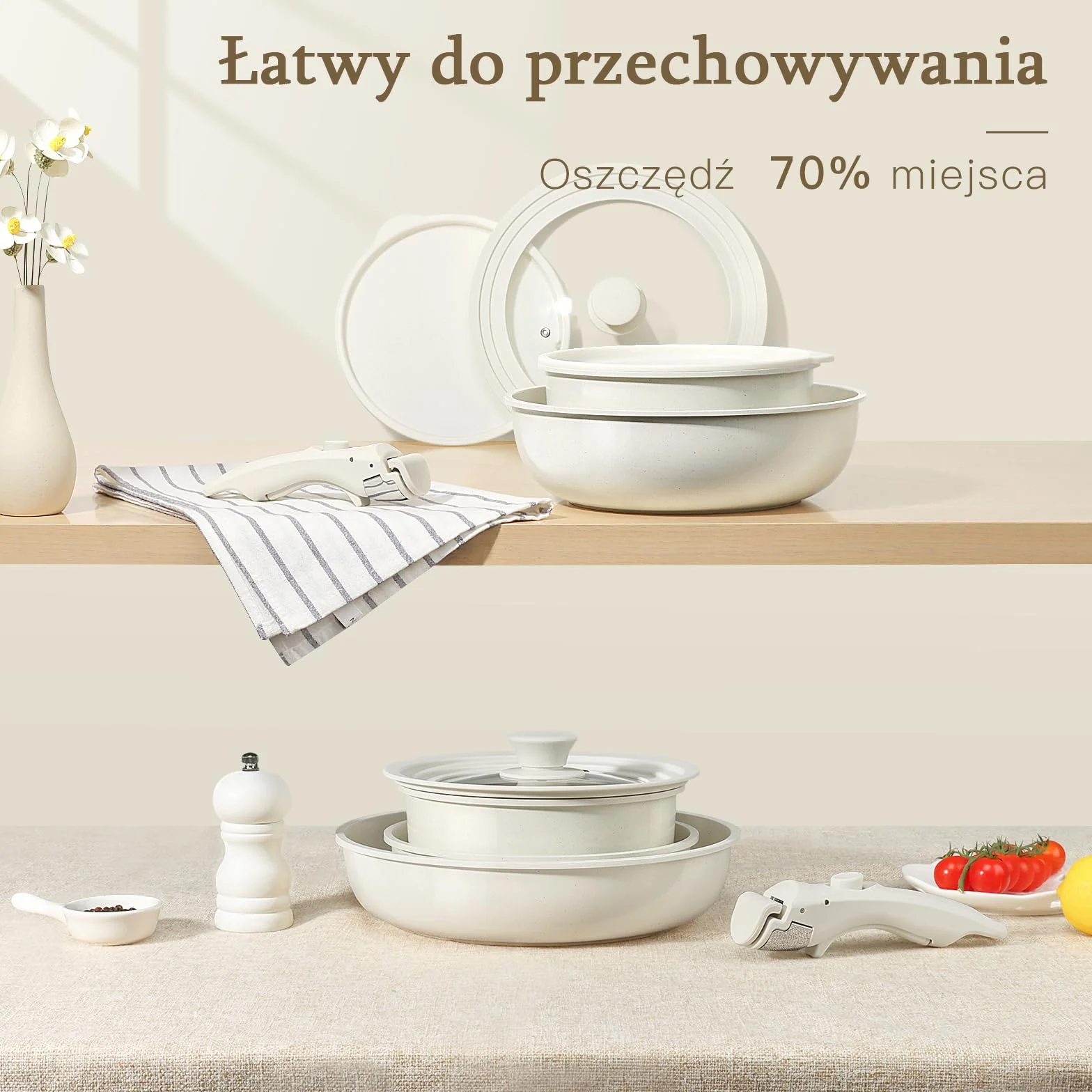 GiPP Granit zestaw garnków 21-częściowy z powłoką nieprzywierającą do gotowania
