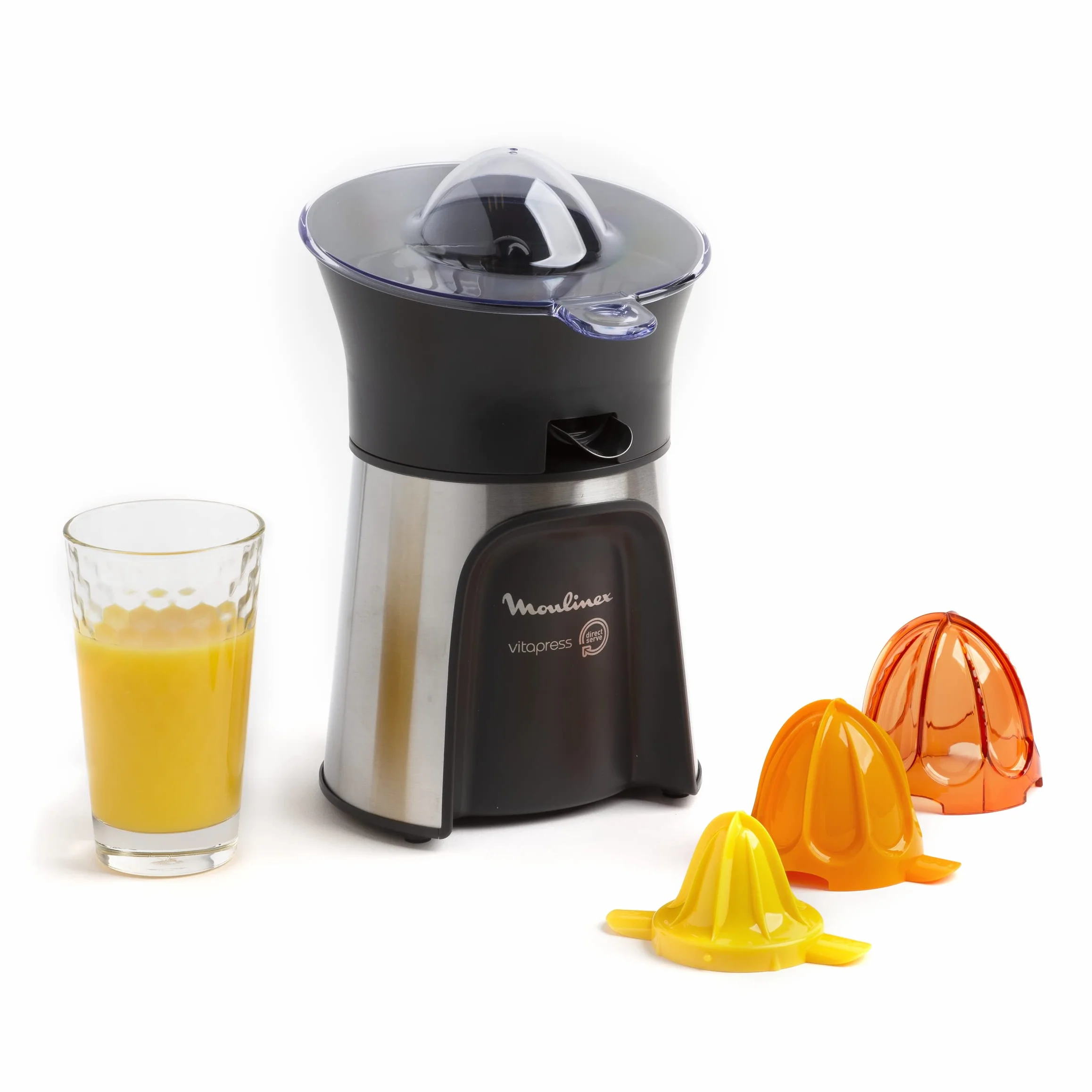Moulinex Vitapress Direct Serve 3 Wyciskarka do Cytrusów, Czarny/Srebrny, 0.6 L