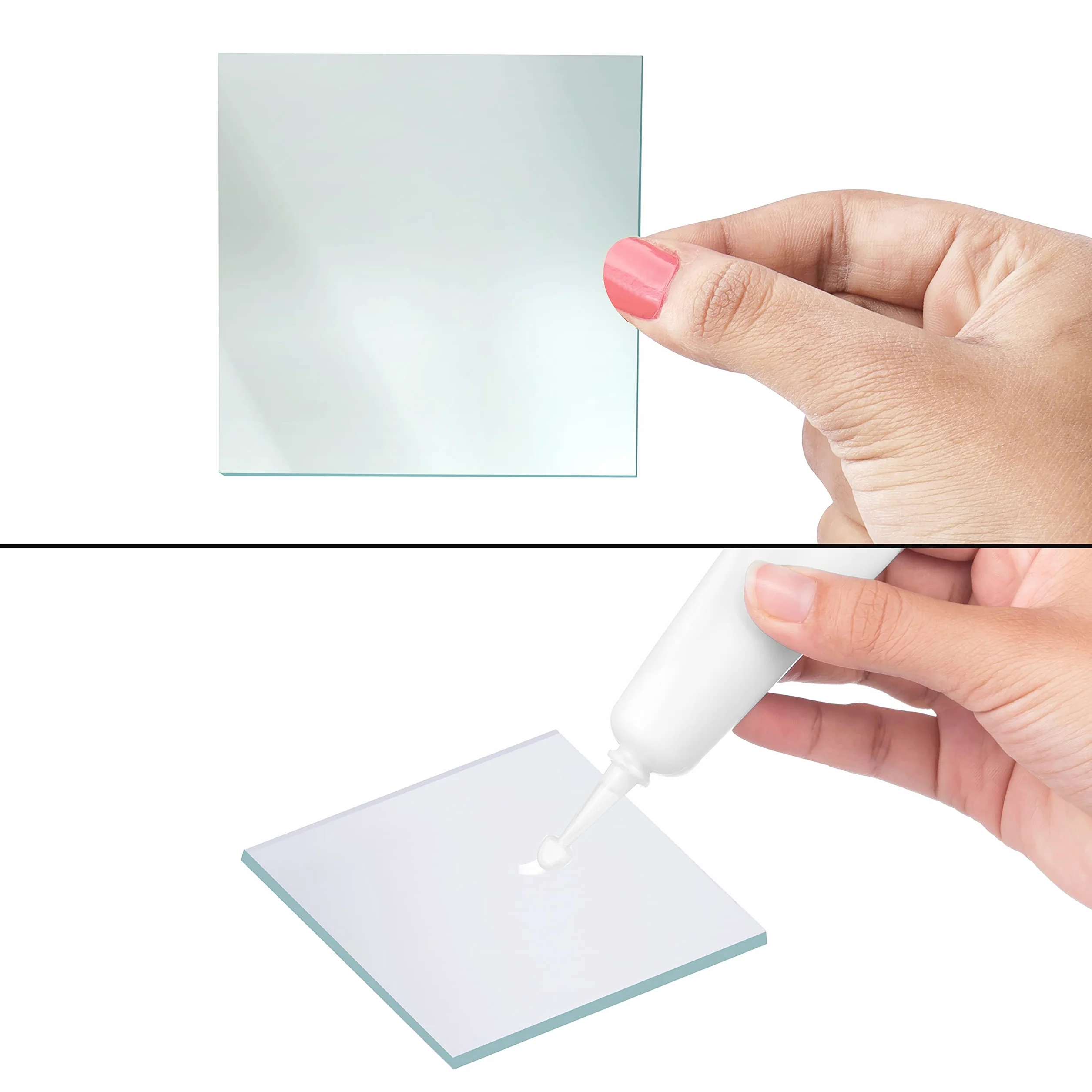 Belle Vous Płytki lustrzane kwadratowe (lustrzać) (50 szt.) – 7,4 cm, płyty do projektów DIY, na ścianę, majsterkowanie i dekoracja – mozaika lustro dekoracyjne do salonu