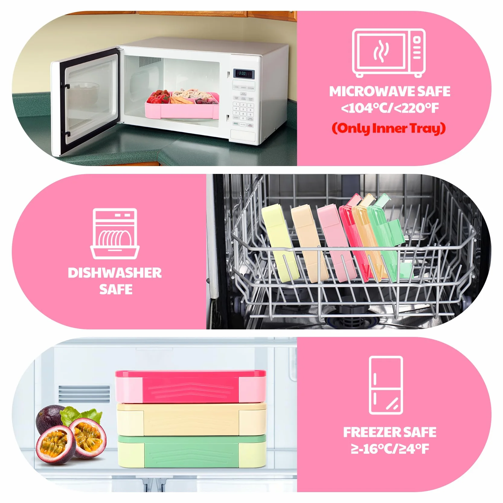 WECUTE Pudełko śniadaniowe dla dzieci, 1330 ml Bento Box Pudełko na lunch dla dzieci i dorosłych z 5 przegródkami i sztućcami Plastikowe pudełko na lunch pudełko na żywność bez BPA, do mikrofalówki
