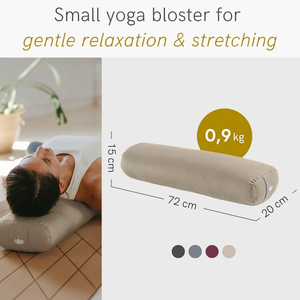 LOTUSCRAFTS Poduszka do jogi Yin Yoga, walek, pokrowiec z bawelny organicznej z mozliwoscia prania, poduszka z wypelnieniem z kapoku, walek do pilatesu