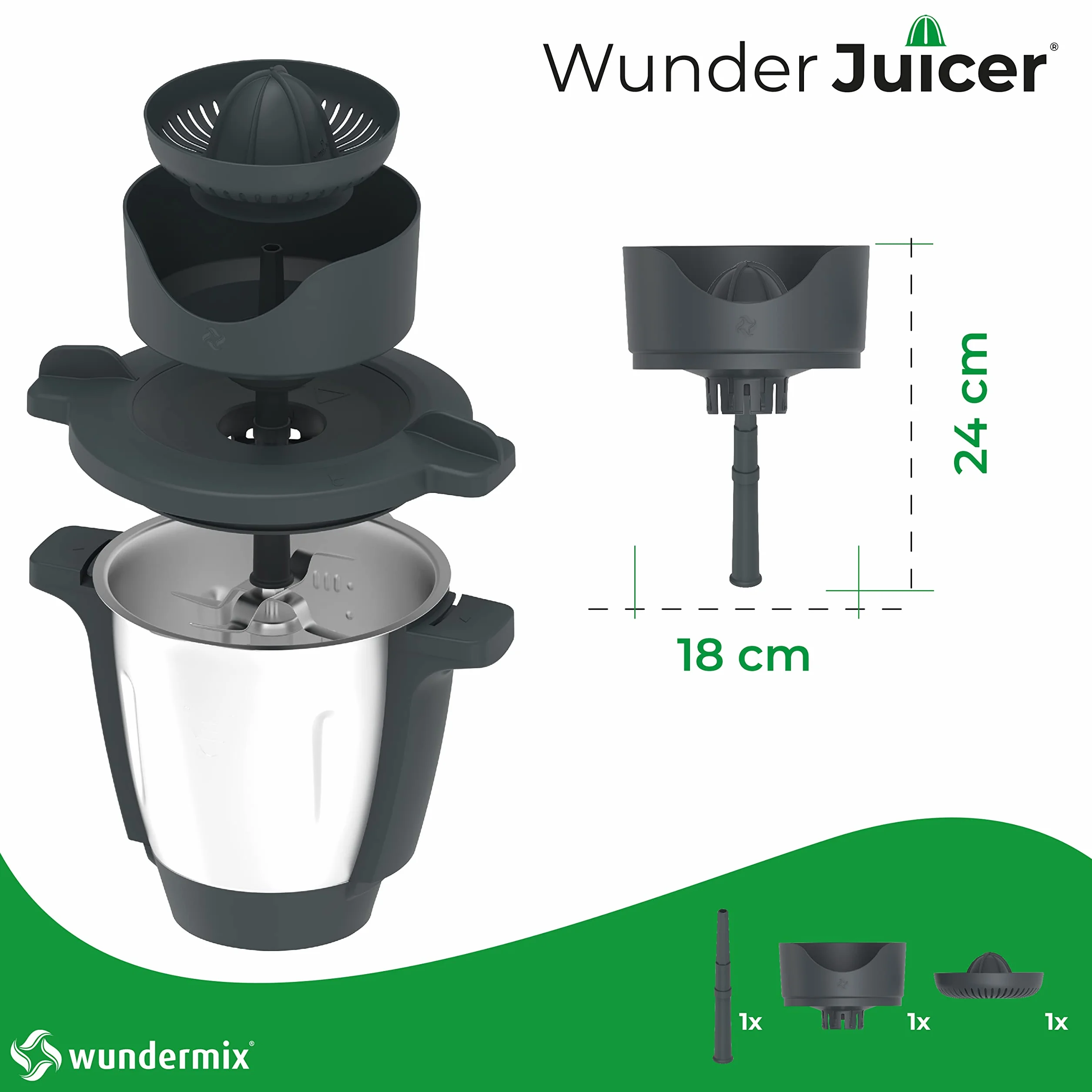 Wundermix WunderJuicer® wyciskarka do soków Monsieur Cuisine do Connect, Trend, Smart – wyciskarka do cytrusów i sokowirówka – wyprodukowana w Niemczech