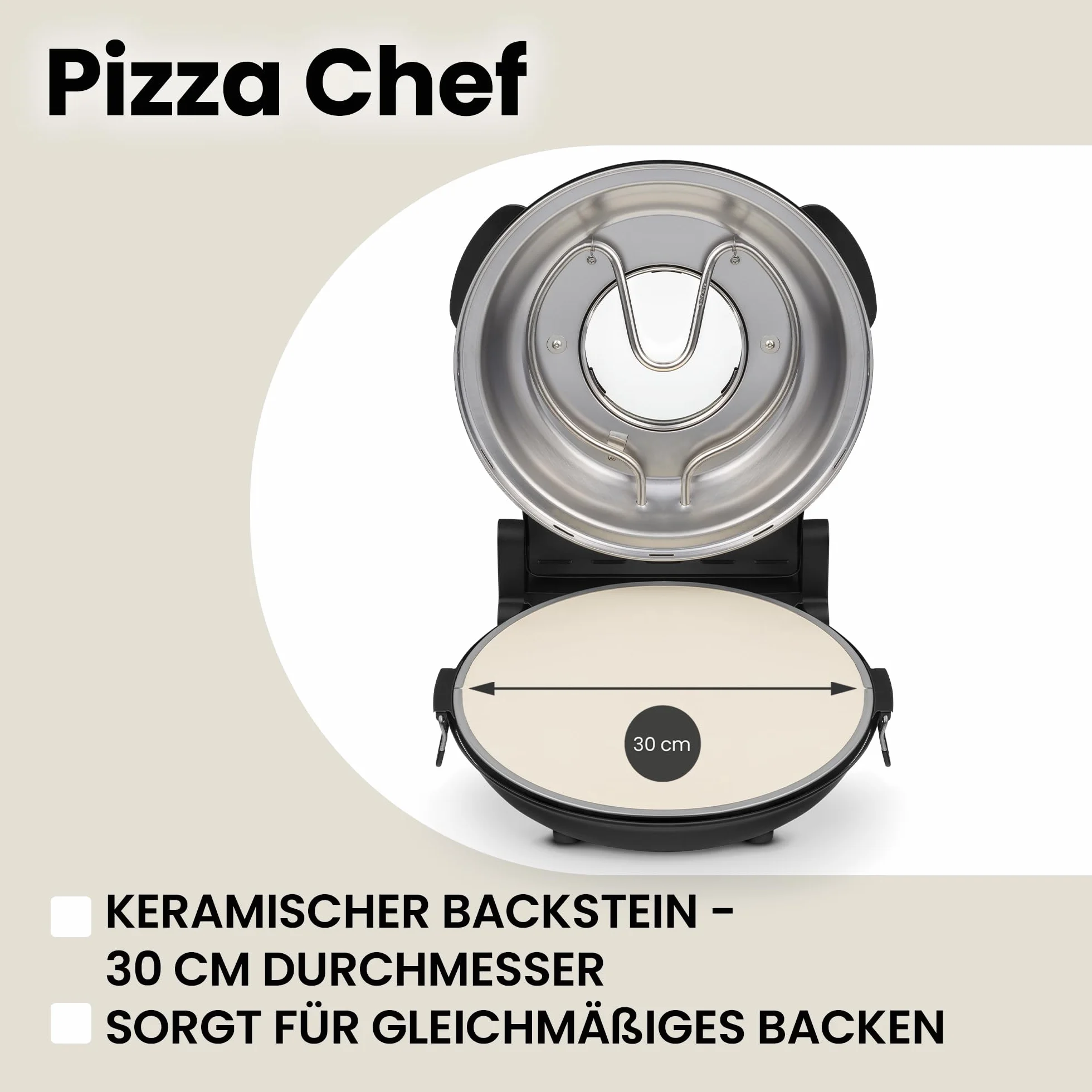 ZEEGMA PIZZA CHEF Elektryczny Piec do Pizzy 1200 W 400°C Kamień Ceramiczny 30 cm