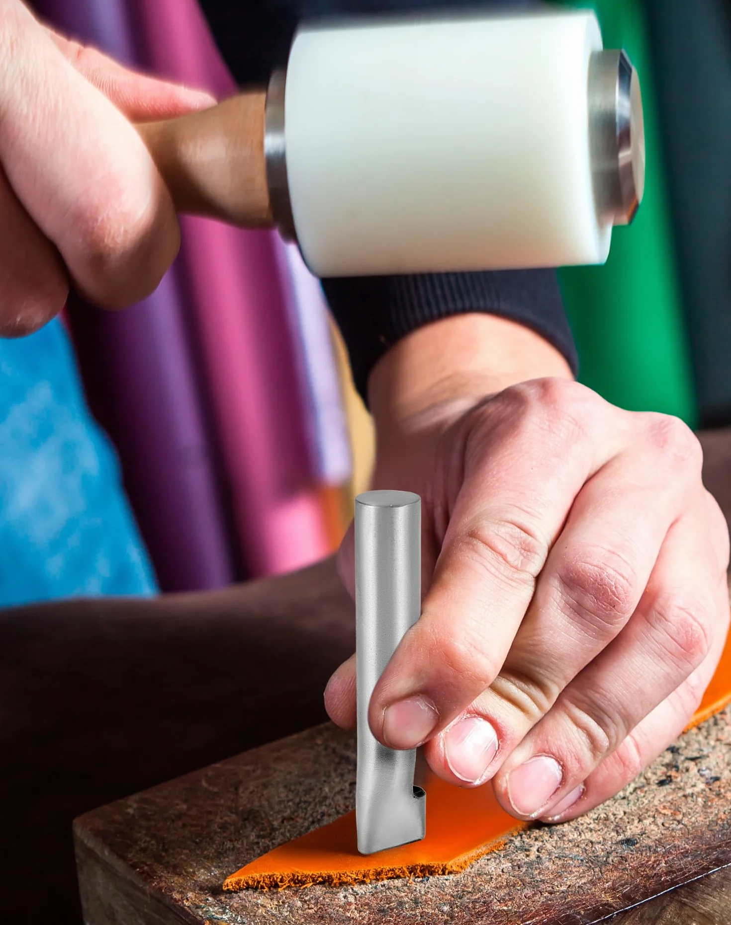 QWORK® Owalny dziurkacz do skóry, zestaw 12 sztuk, rękodzieła i projektów DIY