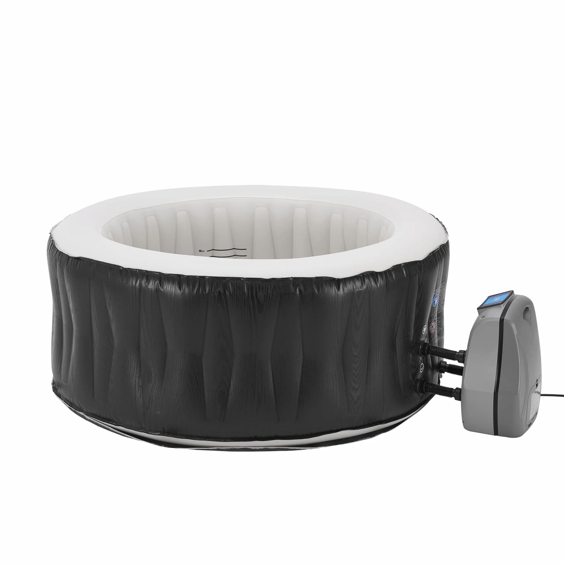 pro.tec Nadmuchiwany basen z hydromasażem Carbone dla 3 osób zewnętrzna wanna spa z masażem i 105 dyszami masującymi basen z pompą i filtrem 165 x 70 cm podgrzewany basen ogrodowy okrągły czarny