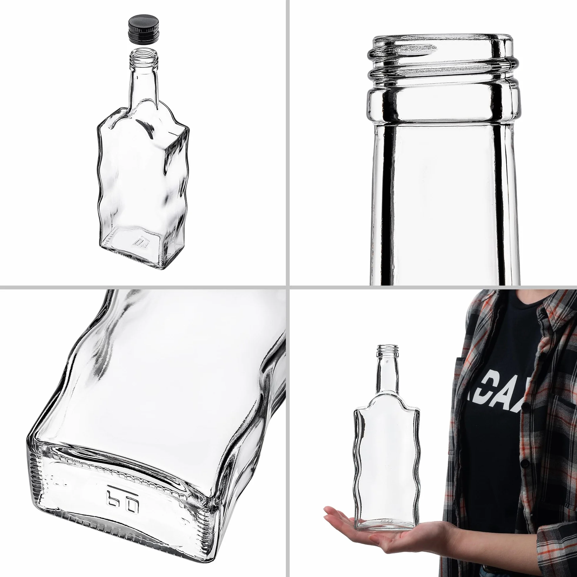 KADAX Szklane butelki 500 ml 10 sztuk puste na likier wino dekoracyjne czarne