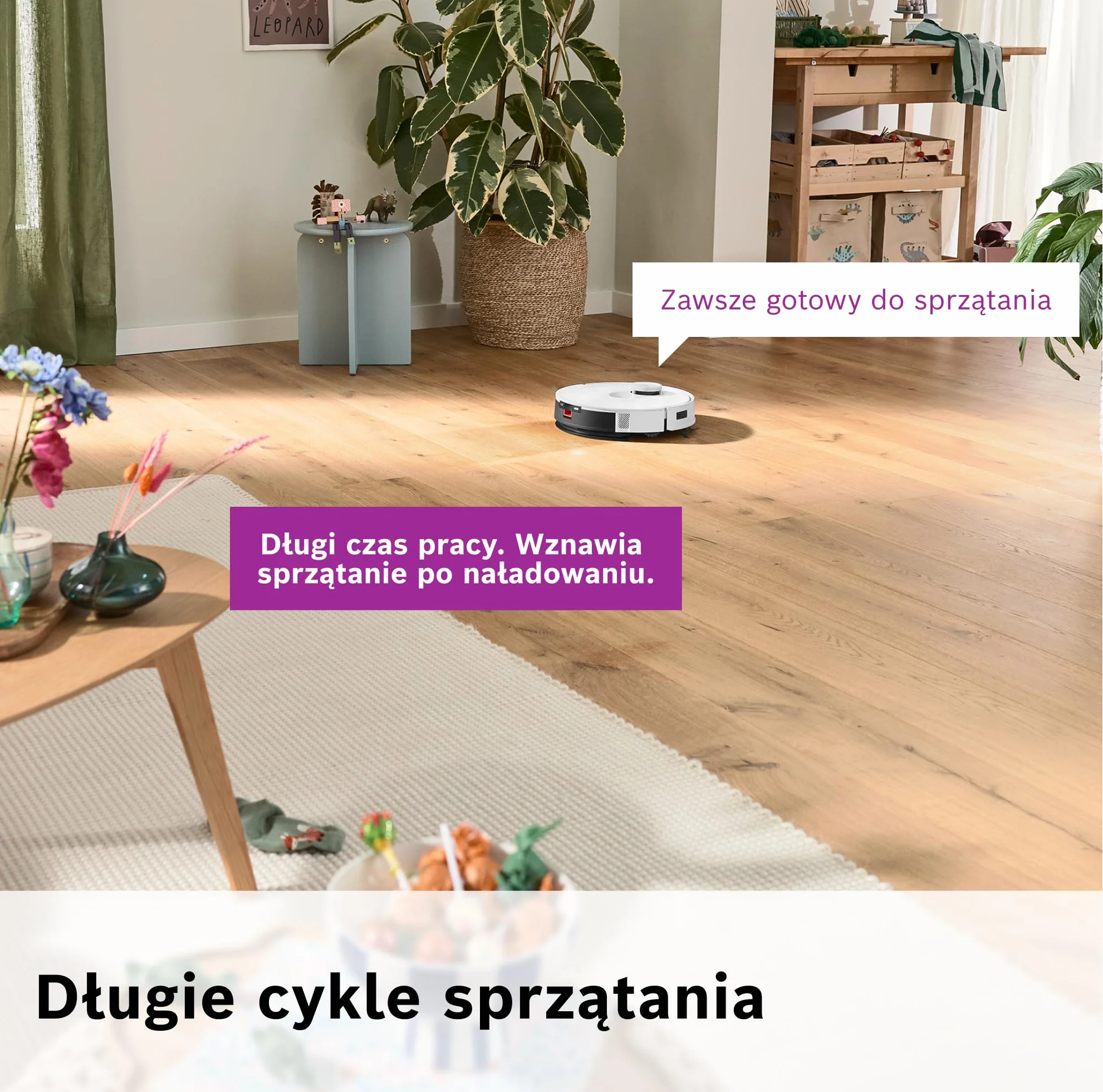 Bosch Spotless+ Robot sprzątający z funkcją mopowania, moc ssania 11 000 Pa, statyczna nakładka mopującą, stacja czyszczącą, nawigacją Smart Vision, aplikacja Bosch Home Connect, BCRD1W, biały